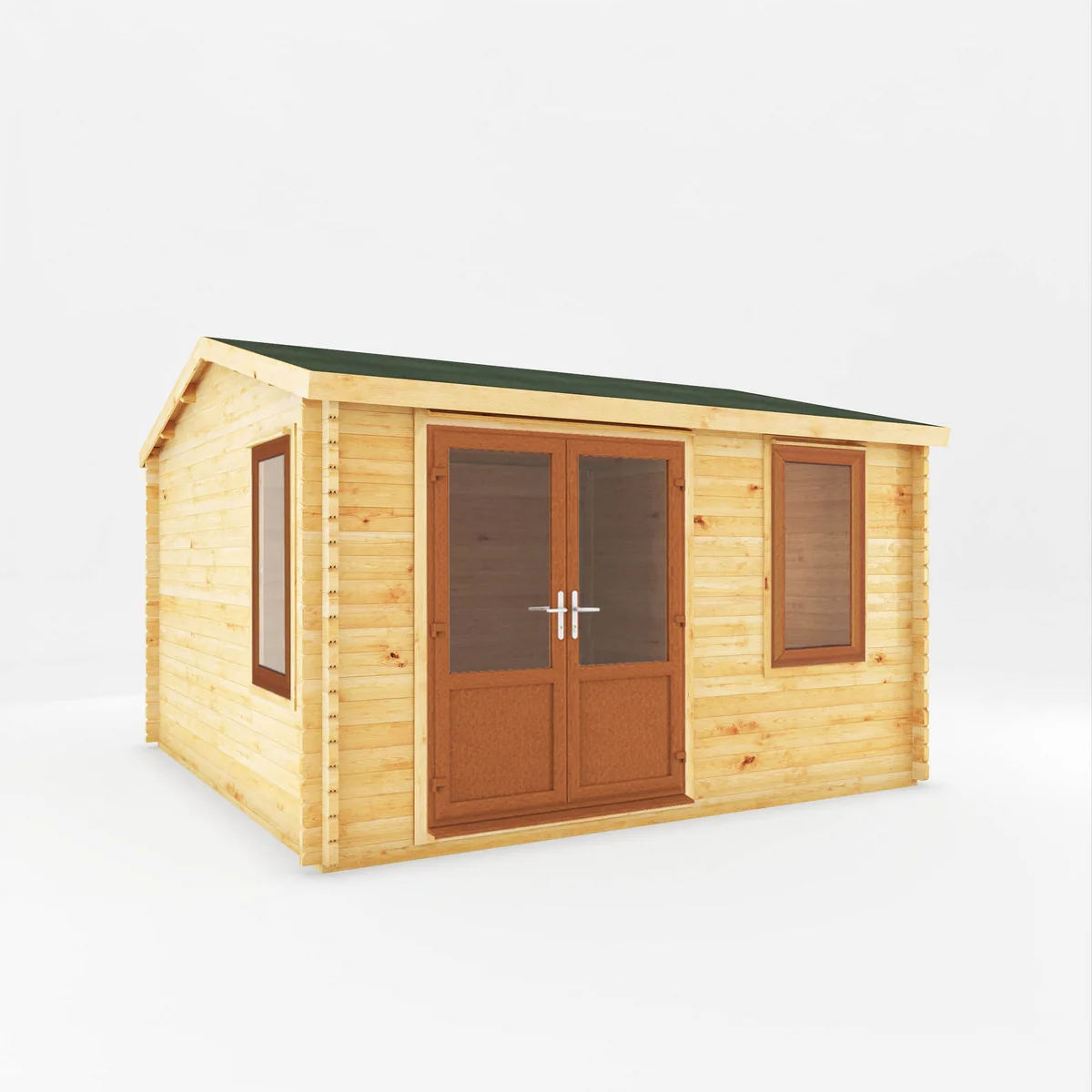 Mercia Elite 13' 6" x 13' 2" Apex Log Cabin - Premium 44mm Cladding Loglap - Brown UPVC - Image 6