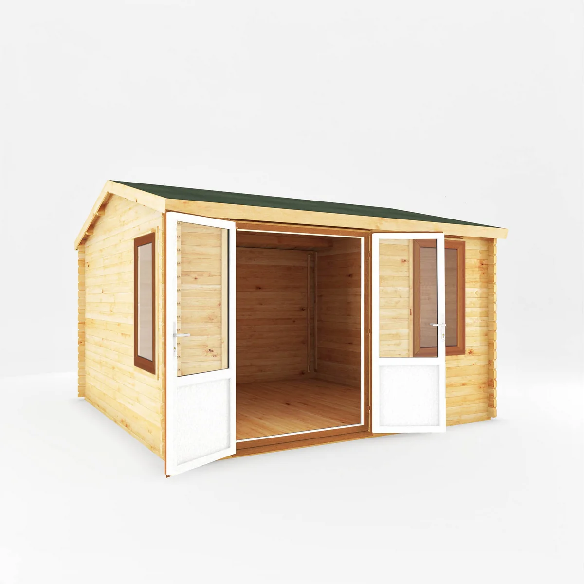 Mercia Elite 13' 6" x 13' 2" Apex Log Cabin - Premium 44mm Cladding Loglap - Brown UPVC - Image 7