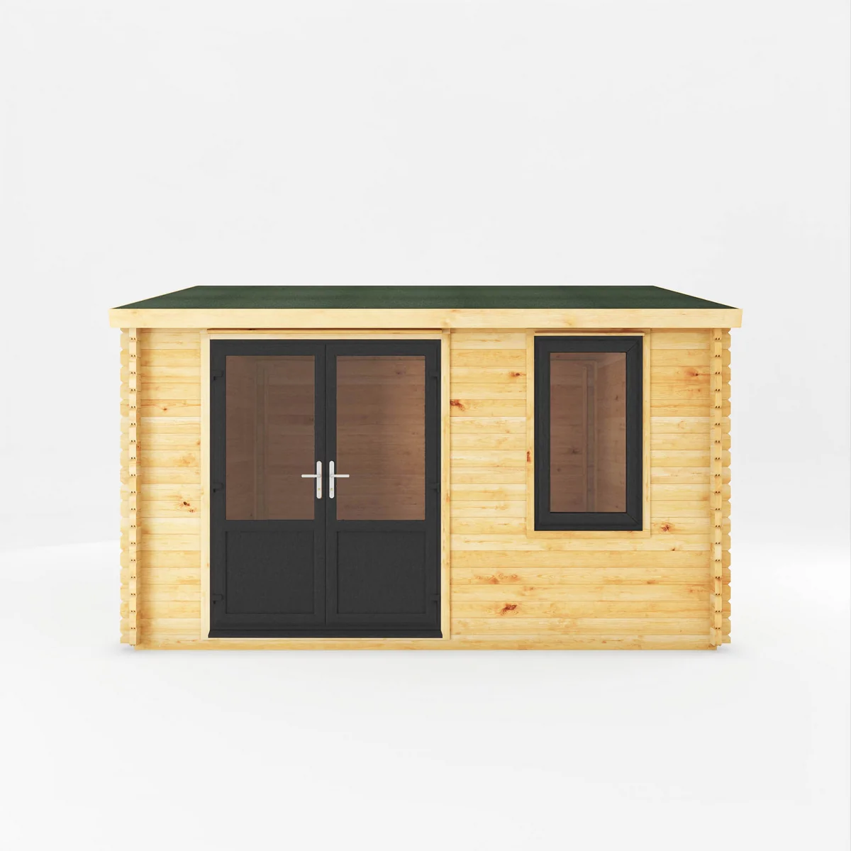 Mercia Elite 13' 6" x 13' 2" Apex Log Cabin - Premium 44mm Cladding Loglap - Grey UPVC - Image 4