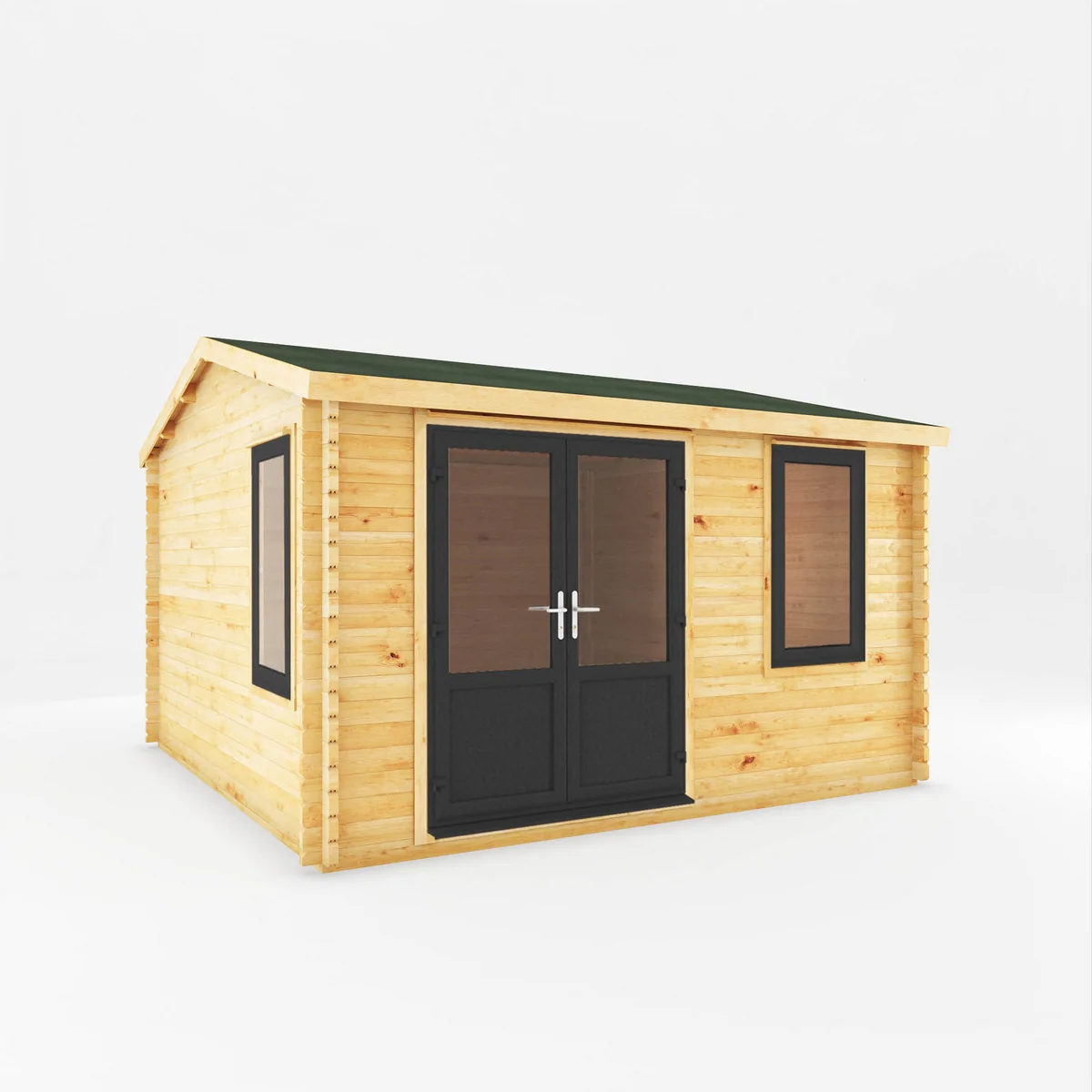 Mercia Elite 13' 6" x 13' 2" Apex Log Cabin - Premium 44mm Cladding Loglap - Grey UPVC - Image 6