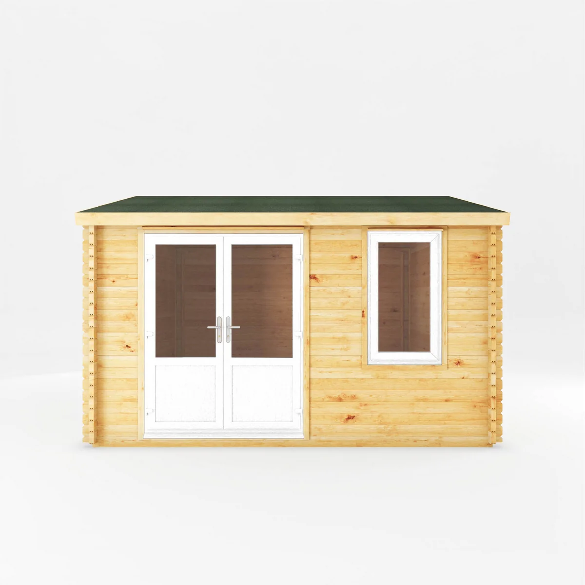 Mercia Elite 13' 6" x 13' 2" Apex Log Cabin - Premium 44mm Cladding Loglap - White UPVC - Image 2
