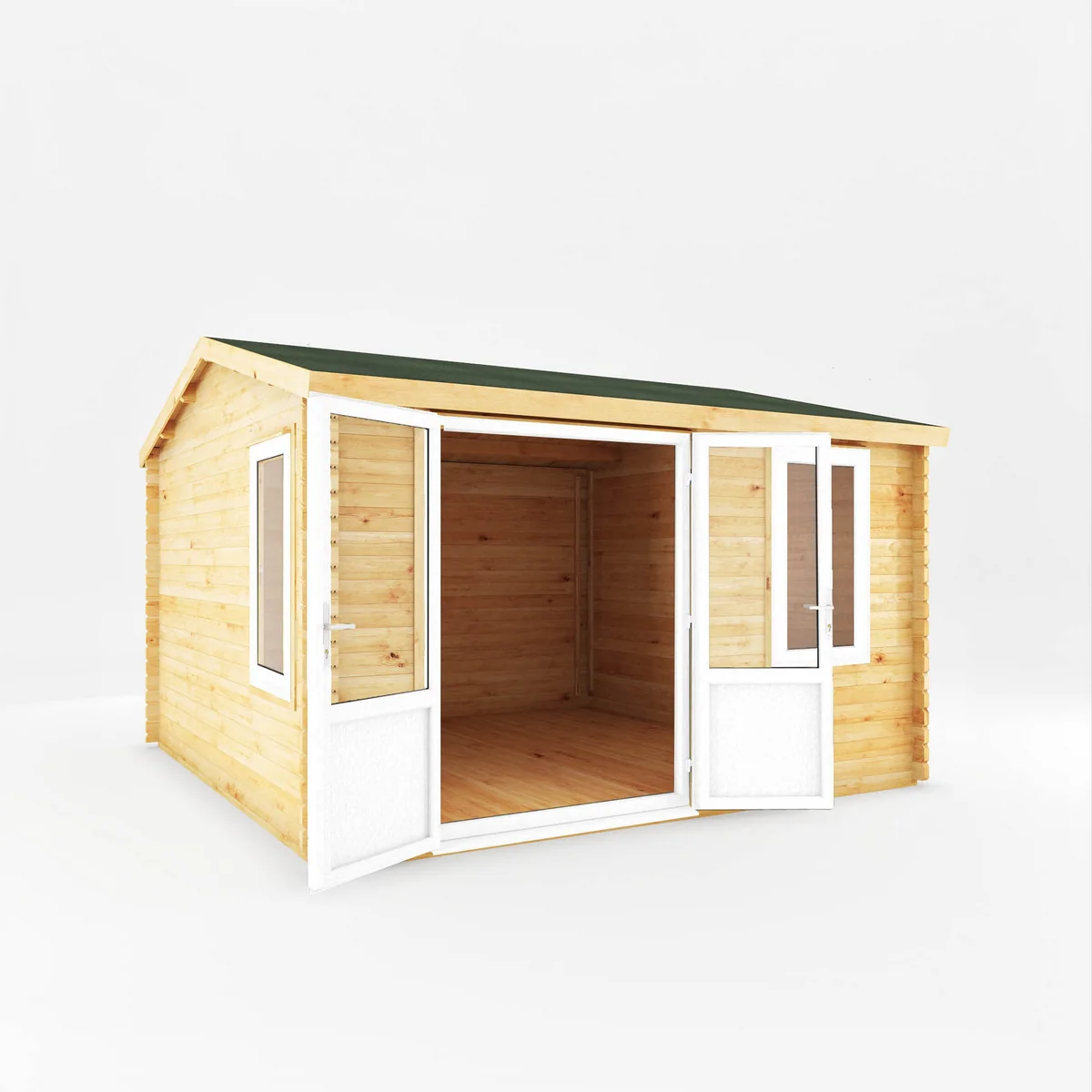 Mercia Elite 13' 6" x 13' 2" Apex Log Cabin - Premium 44mm Cladding Loglap - White UPVC - Image 7