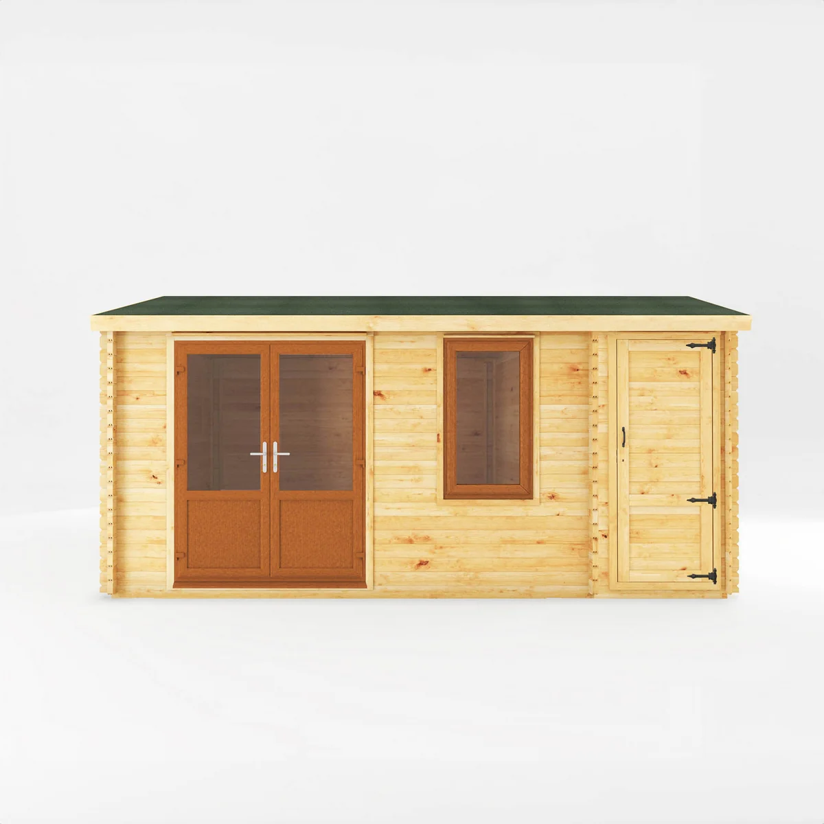 Mercia Elite 13' 6" x 16' 11" Apex Log Cabin - Premium 44mm Cladding Loglap - Brown UPVC - Image 3