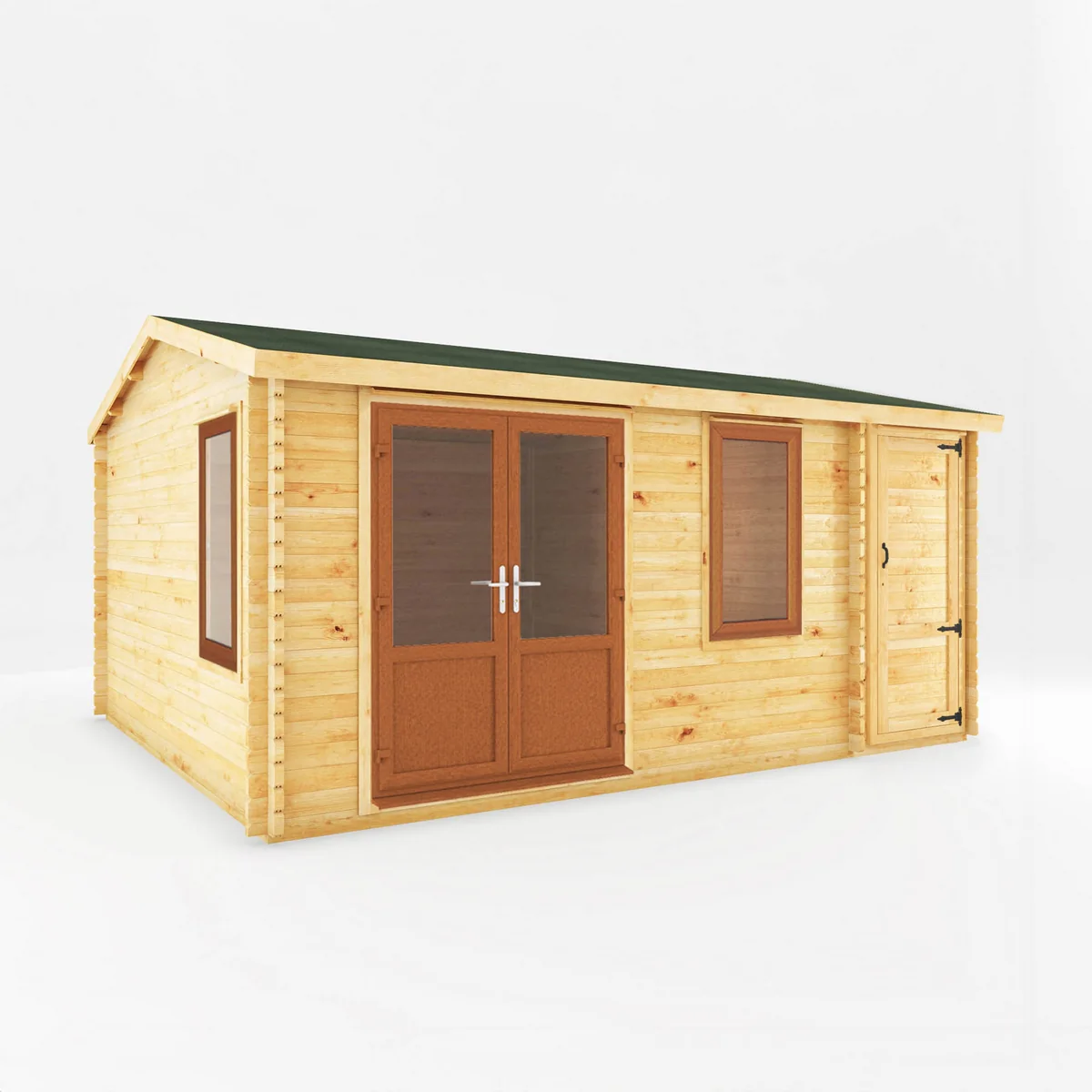 Mercia Elite 13' 6" x 16' 11" Apex Log Cabin - Premium 44mm Cladding Loglap - Brown UPVC - Image 5