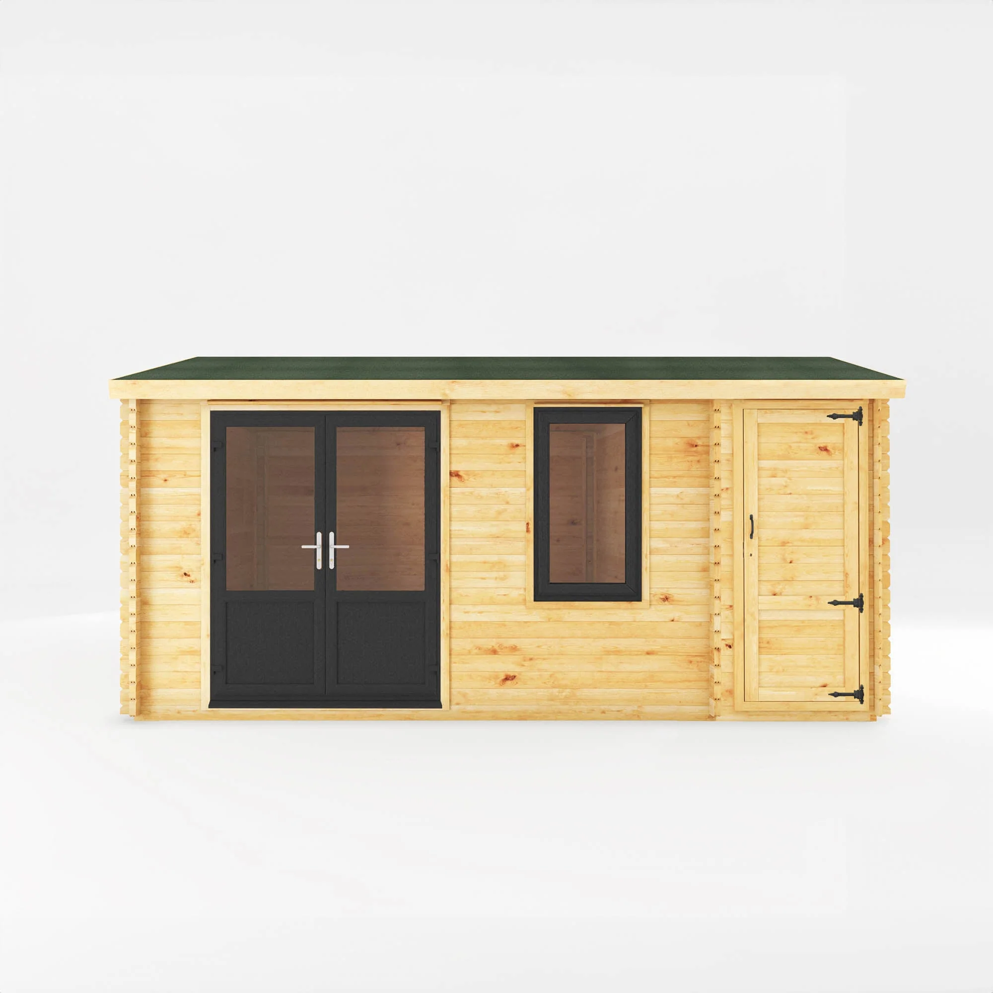 Mercia Elite 13' 6" x 16' 11" Apex Log Cabin - Premium 44mm Cladding Loglap - Grey UPVC - Image 10