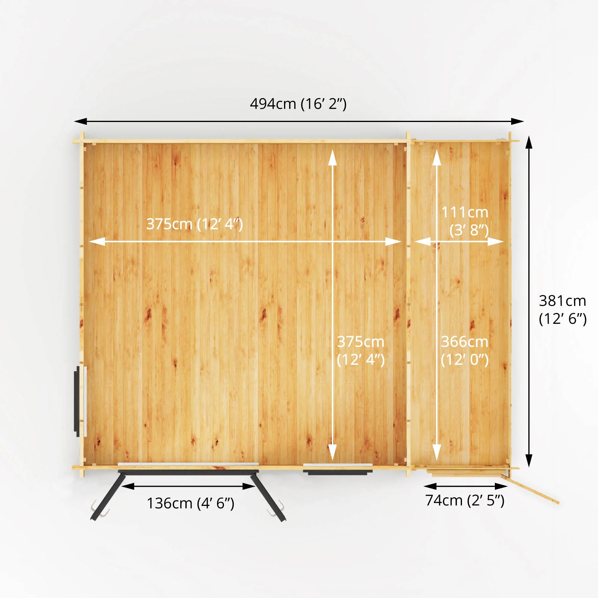 Mercia Elite 13' 6" x 16' 11" Apex Log Cabin - Premium 44mm Cladding Loglap - Grey UPVC - Image 11