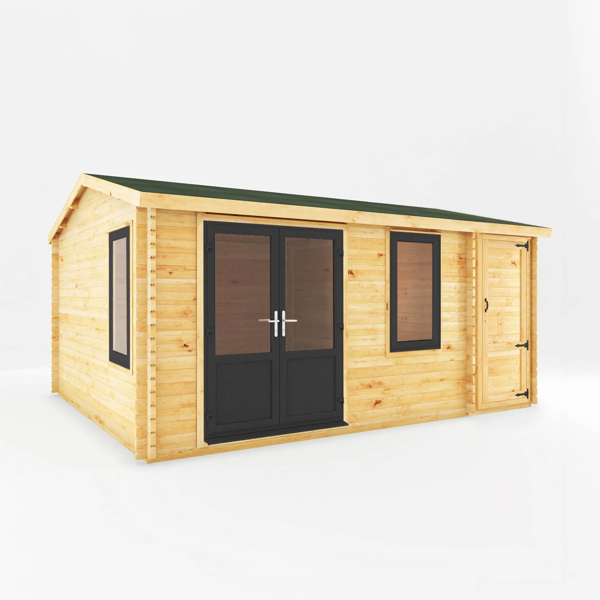 Mercia Elite 13' 6" x 16' 11" Apex Log Cabin - Premium 44mm Cladding Loglap - Grey UPVC - Image 8