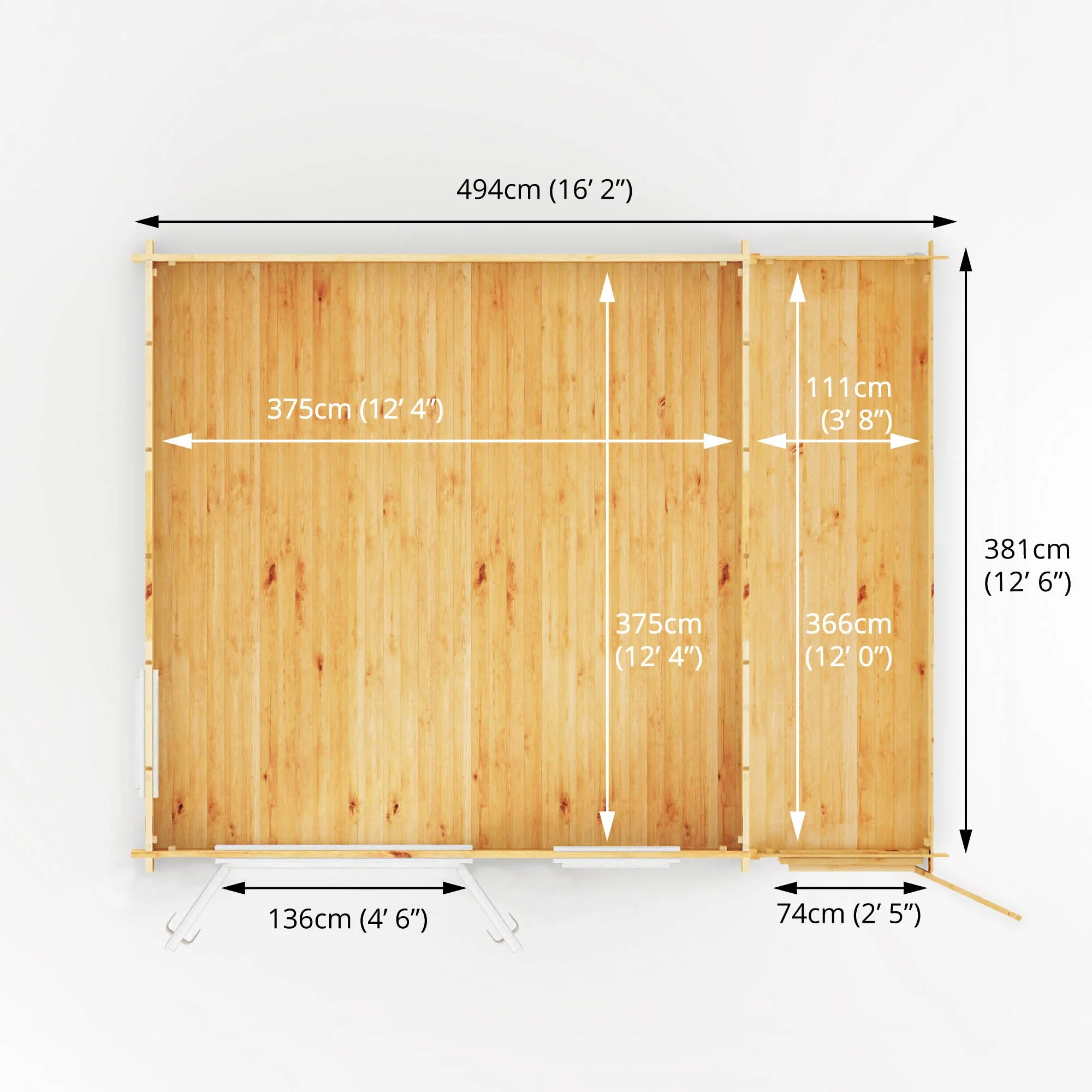 Mercia Elite 13' 6" x 16' 11" Apex Log Cabin - Premium 44mm Cladding Loglap - White UPVC - Image 11
