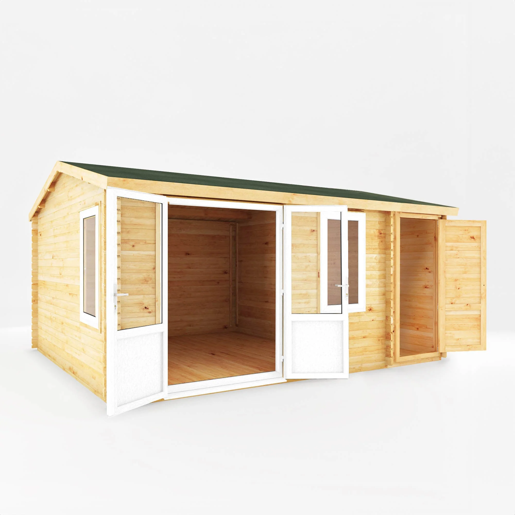 Mercia Elite 13' 6" x 16' 11" Apex Log Cabin - Premium 44mm Cladding Loglap - White UPVC - Image 7