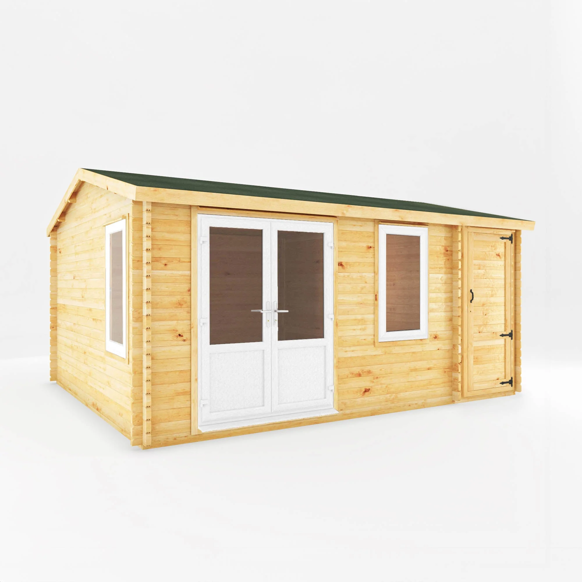 Mercia Elite 13' 6" x 16' 11" Apex Log Cabin - Premium 44mm Cladding Loglap - White UPVC - Image 8