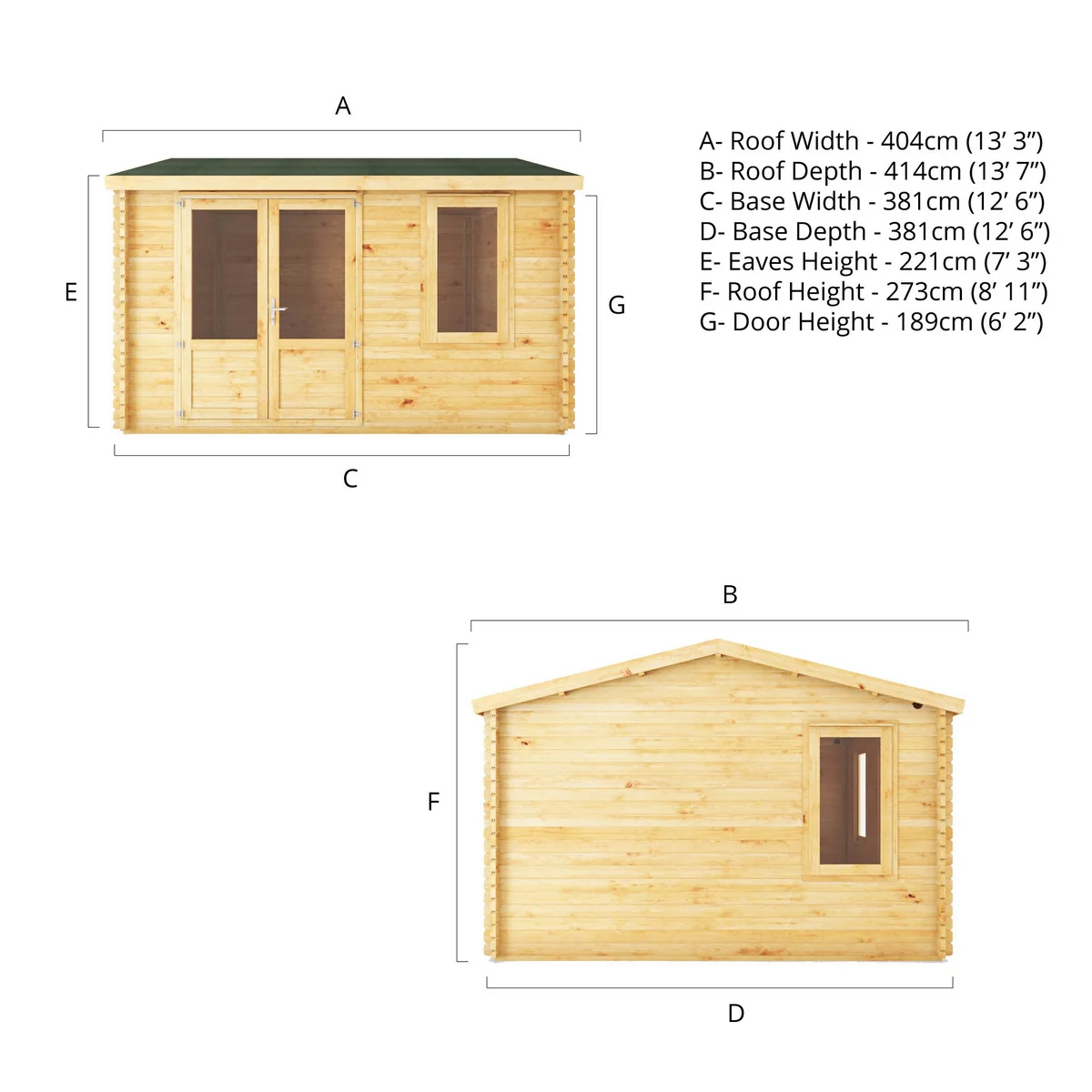 Mercia Elite 13' 7" x 13' 2" Apex Log Cabin - Premium 28mm Cladding Loglap - Image 14