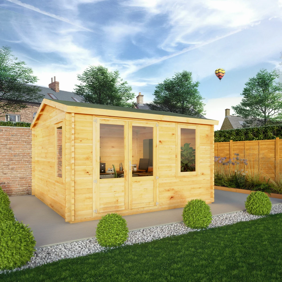 Mercia Elite 13' 7" x 13' 2" Apex Log Cabin - Premium 28mm Cladding Loglap - Image 2