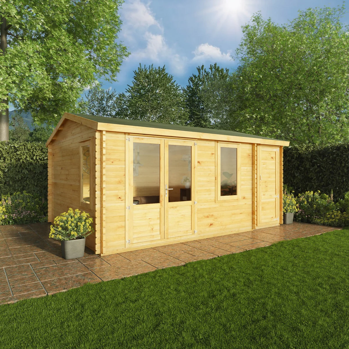 Mercia Elite 13' 7" x 16' 11" Apex Log Cabin - Premium 28mm Cladding Loglap - Image 8