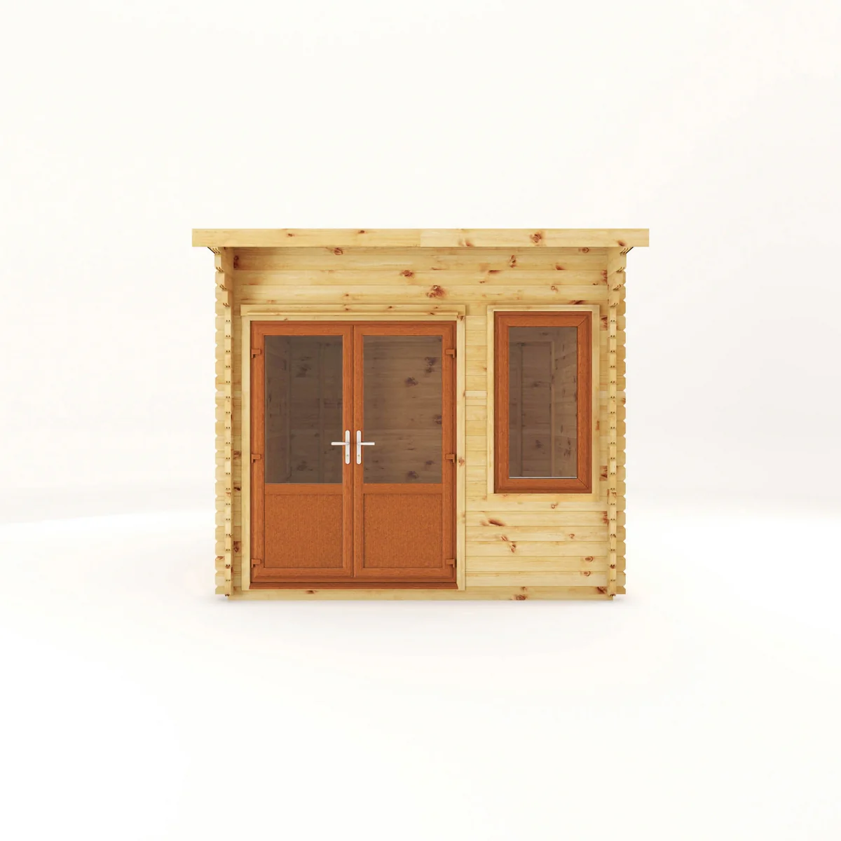 Mercia Helios 11' 5" x 10' Curved Log Cabin - Premium 44mm Cladding Loglap - Brown UPVC - Image 3