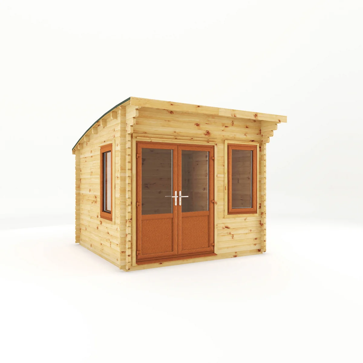 Mercia Helios 11' 5" x 10' Curved Log Cabin - Premium 44mm Cladding Loglap - Brown UPVC - Image 6