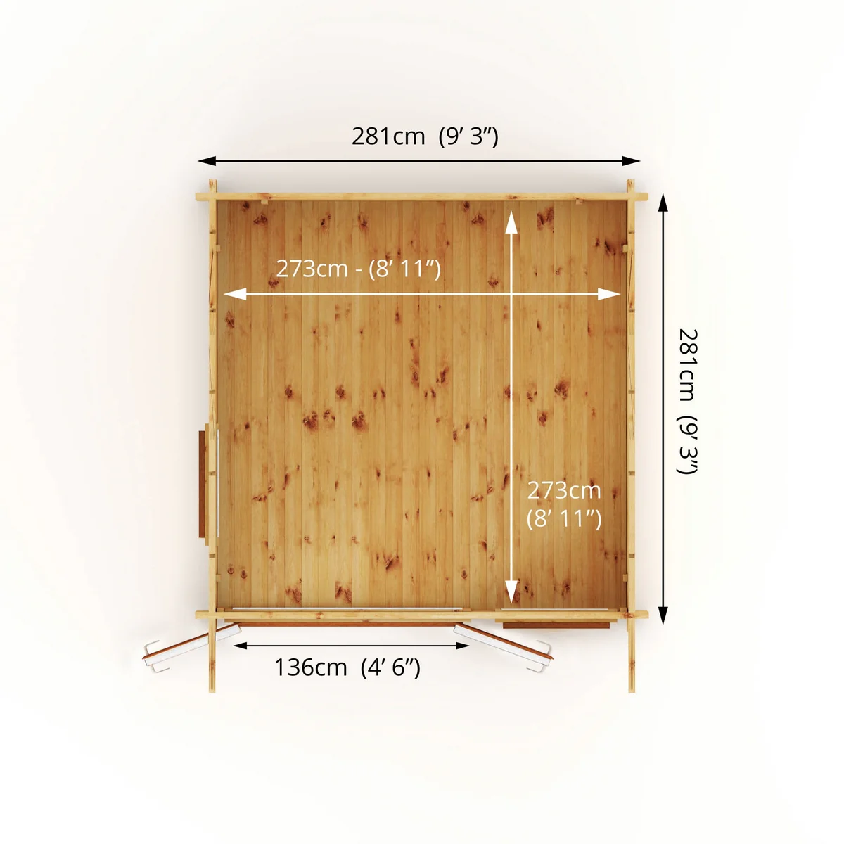 Mercia Helios 11' 5" x 10' Curved Log Cabin - Premium 44mm Cladding Loglap - Brown UPVC - Image 9