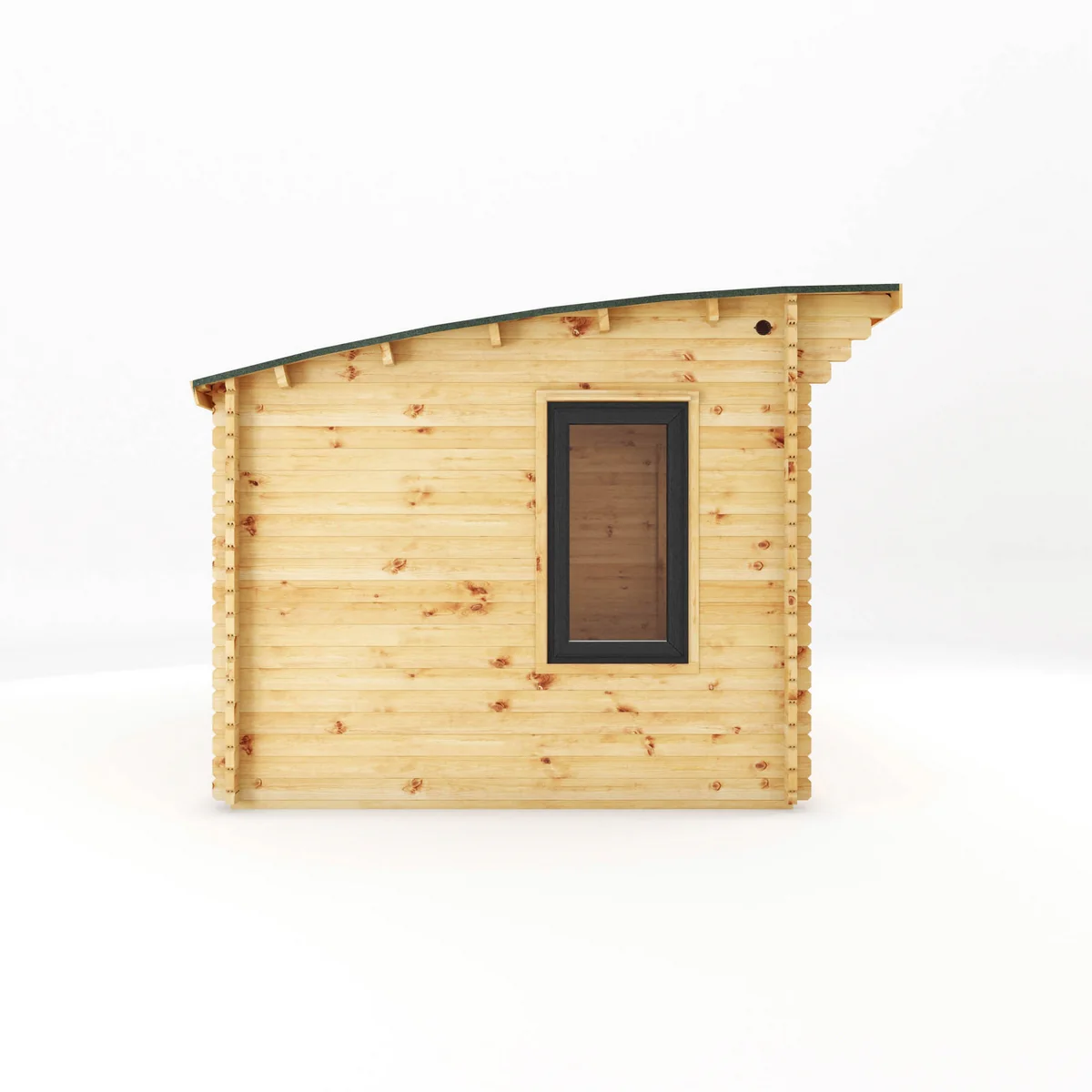 Mercia Helios 11' 5" x 10' Curved Log Cabin - Premium 44mm Cladding Loglap - Grey UPVC - Image 4