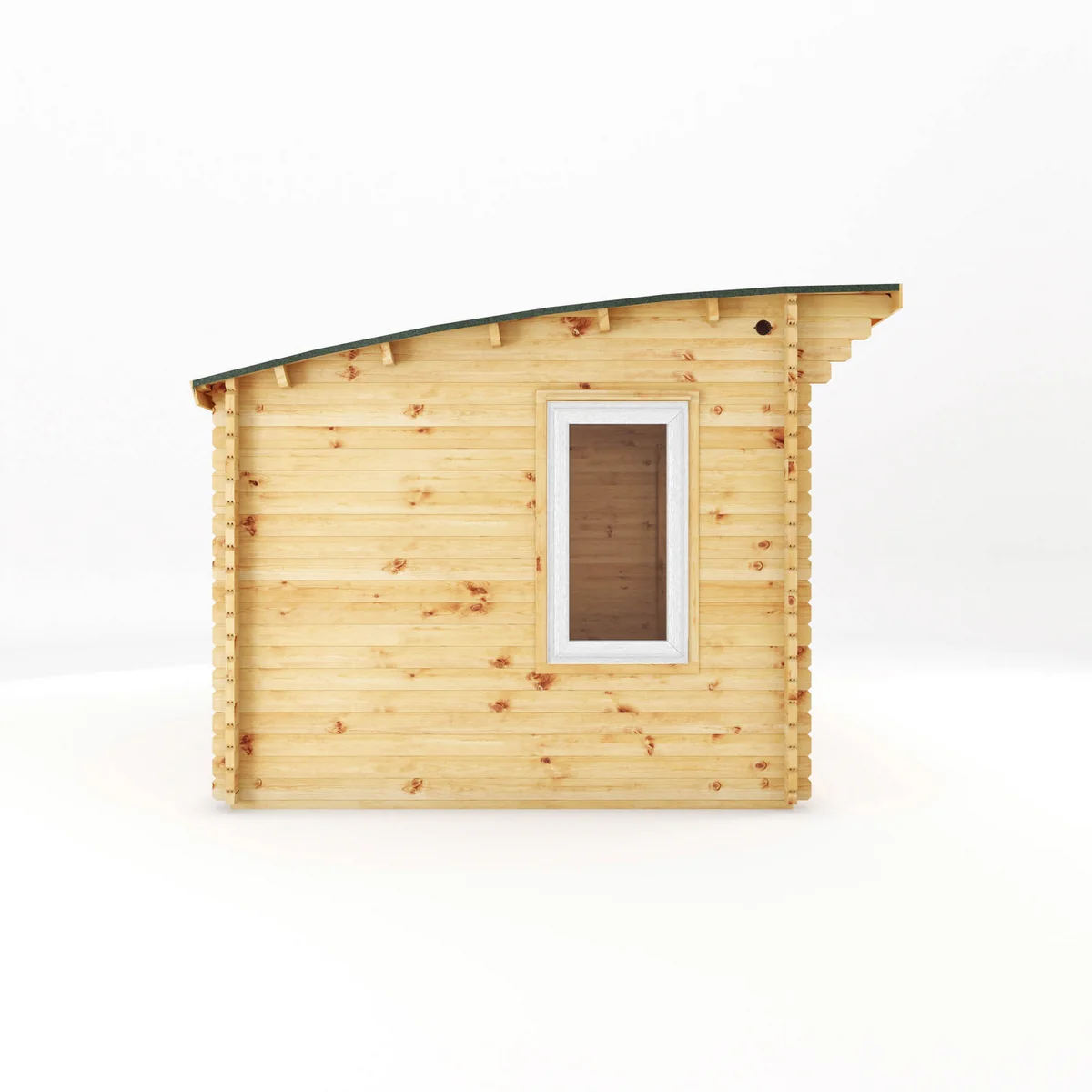 Mercia Helios 11' 5" x 10' Curved Log Cabin - Premium 44mm Cladding Loglap - White UPVC - Image 3