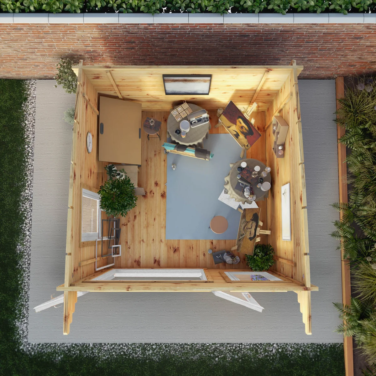 Mercia Helios 11' 5" x 10' Curved Log Cabin - Premium 44mm Cladding Loglap - White UPVC - Image 4
