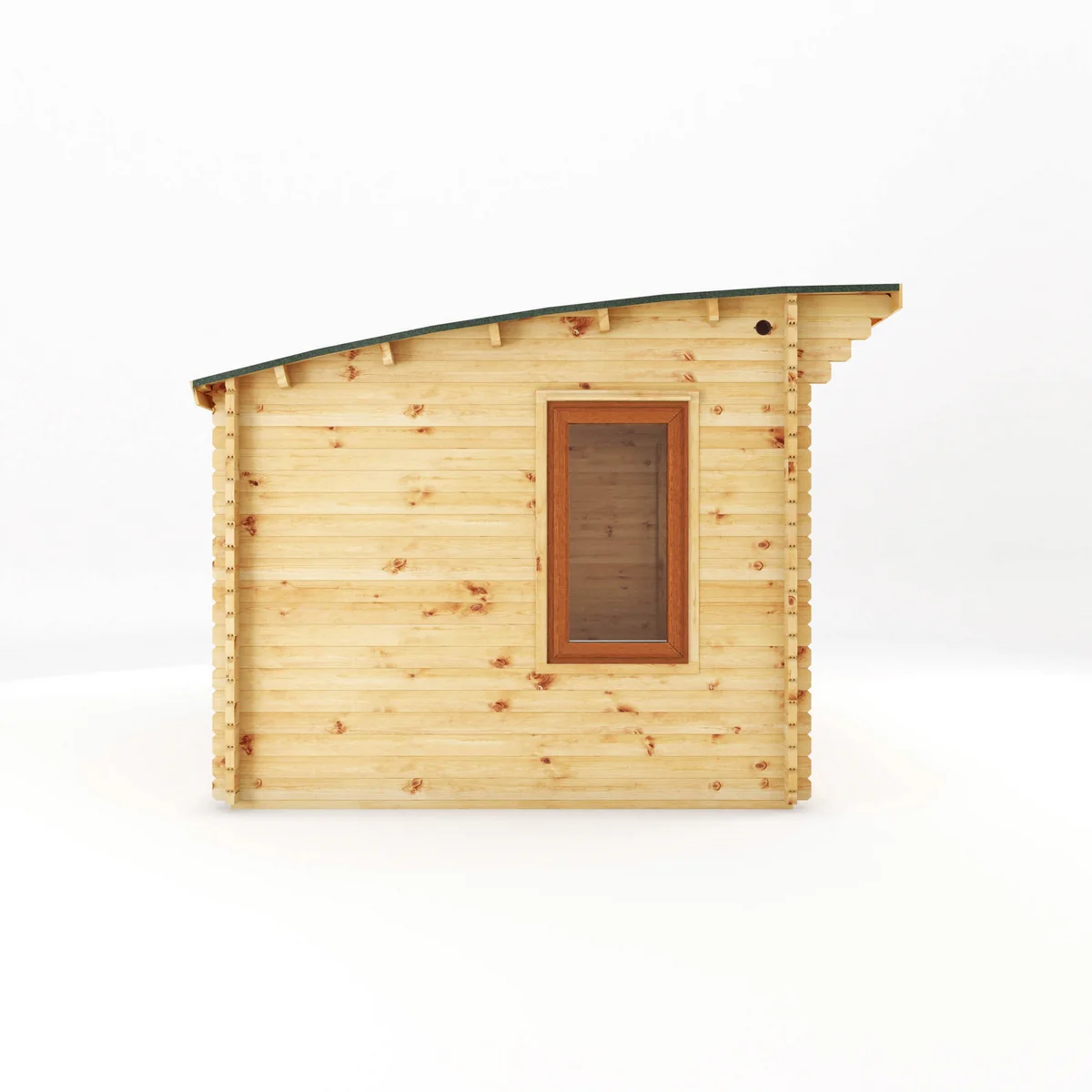 Mercia Helios 11' 5" x 13' 4" Curved Log Cabin - Premium 44mm Cladding Loglap - Brown UPVC - Image 4