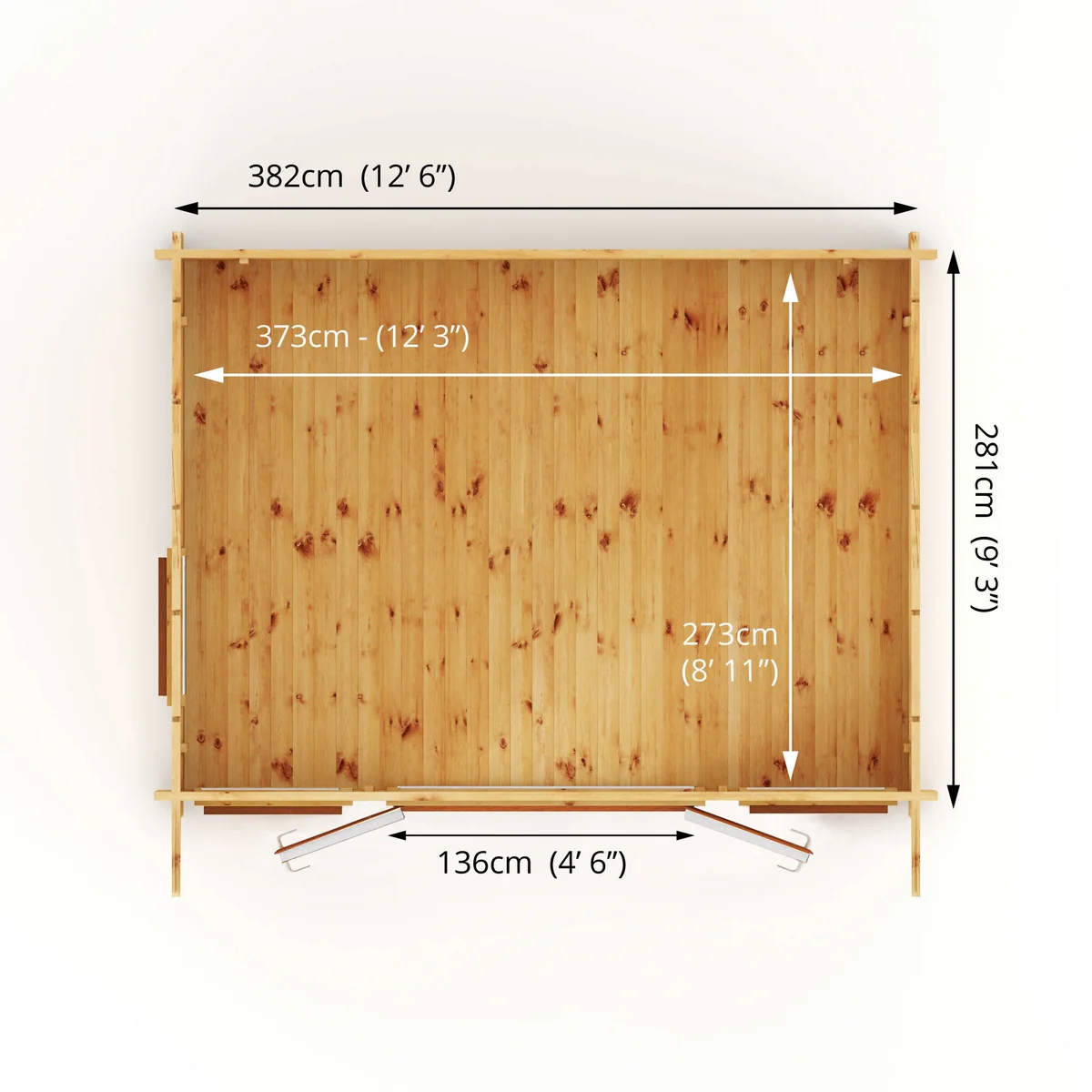 Mercia Helios 11' 5" x 13' 4" Curved Log Cabin - Premium 44mm Cladding Loglap - Brown UPVC - Image 9