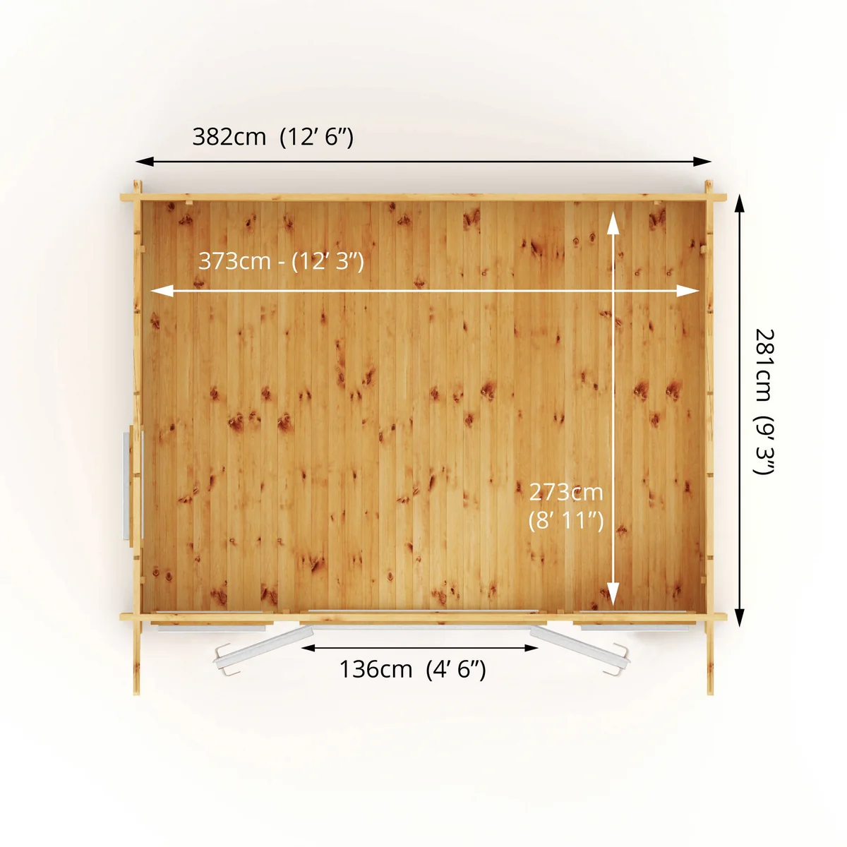 Mercia Helios 11' 5" x 13' 4" Curved Log Cabin - Premium 44mm Cladding Loglap - White UPVC - Image 9