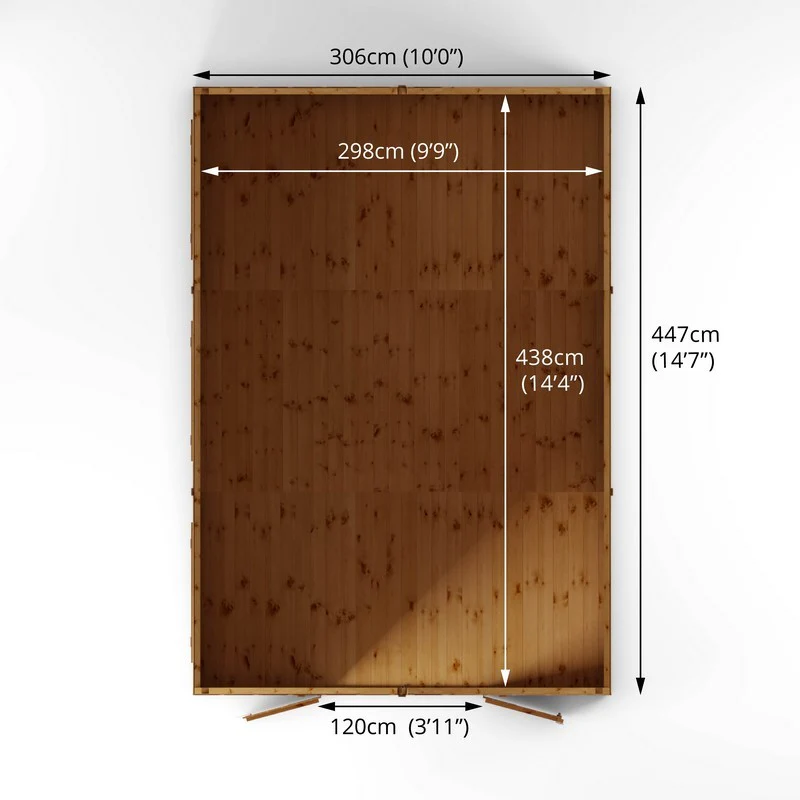 Mercia Premier 10' x 14' 7" Apex Workshop - Premium Dip Treated Shiplap - Image 10