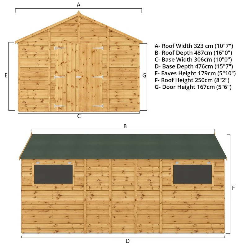 Mercia Premier 10' x 15' 7" Apex Workshop - Premium Pressure Treated Shiplap - Image 10
