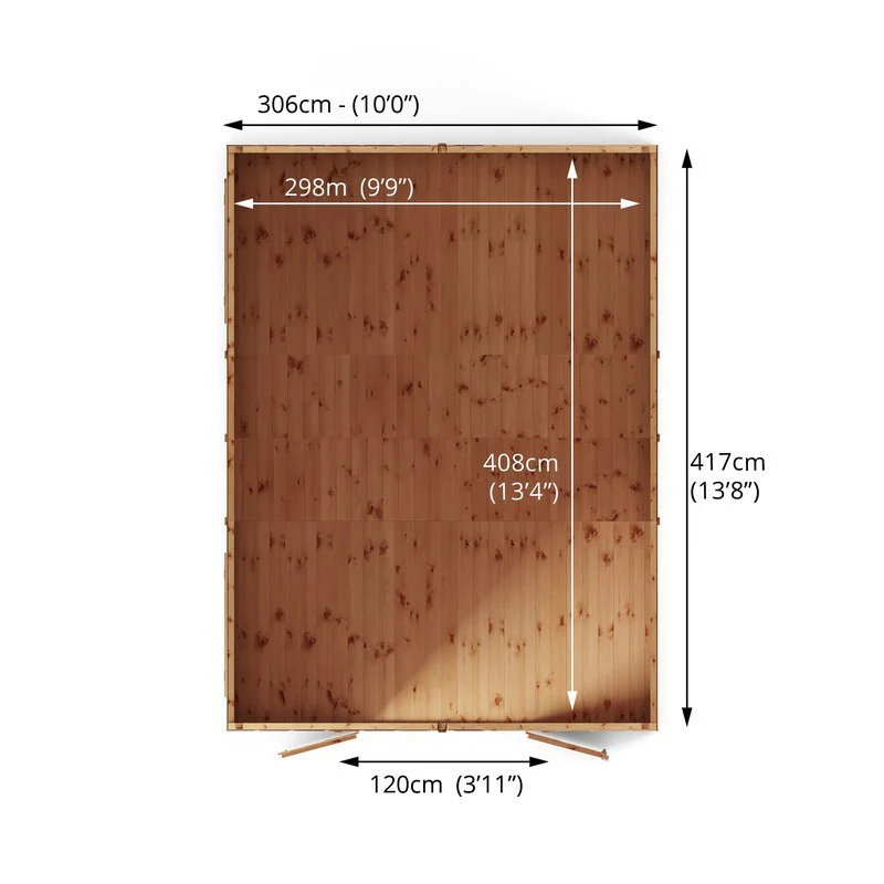 Mercia Premier 13' 8" x 10' Apex Workshop - Premium Dip Treated Shiplap - Image 9