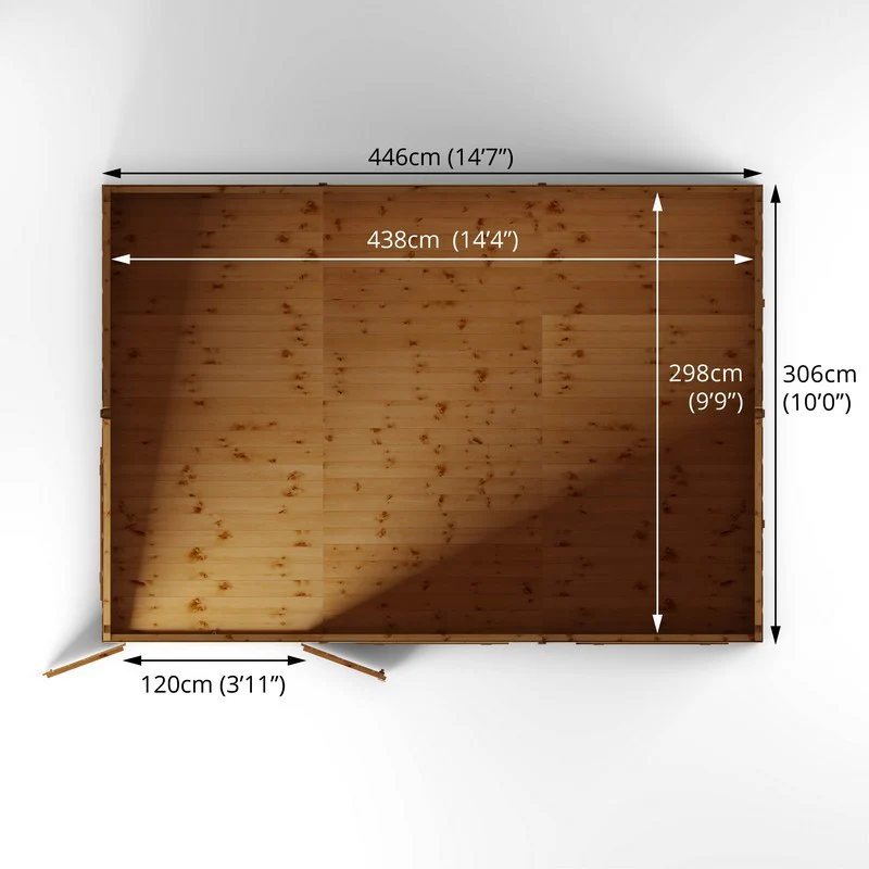 Mercia Premier 14' 7" x 10' Reverse Apex Workshop - Premium Dip Treated Shiplap - Image 9