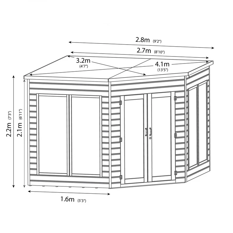 Mercia Premier 9' 6" x 9' 6" Pent Summerhouse - Premium Dip Treated Shiplap - Image 9