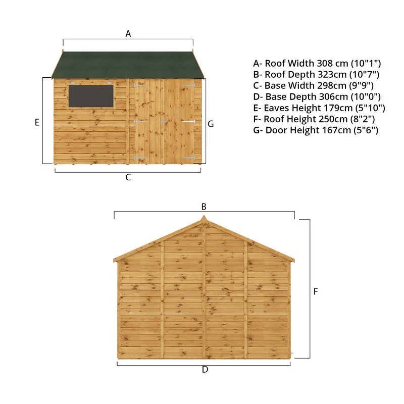 Mercia Premier 9' 9" x 10' Reverse Apex Workshop - Premium Pressure Treated Shiplap - Image 10