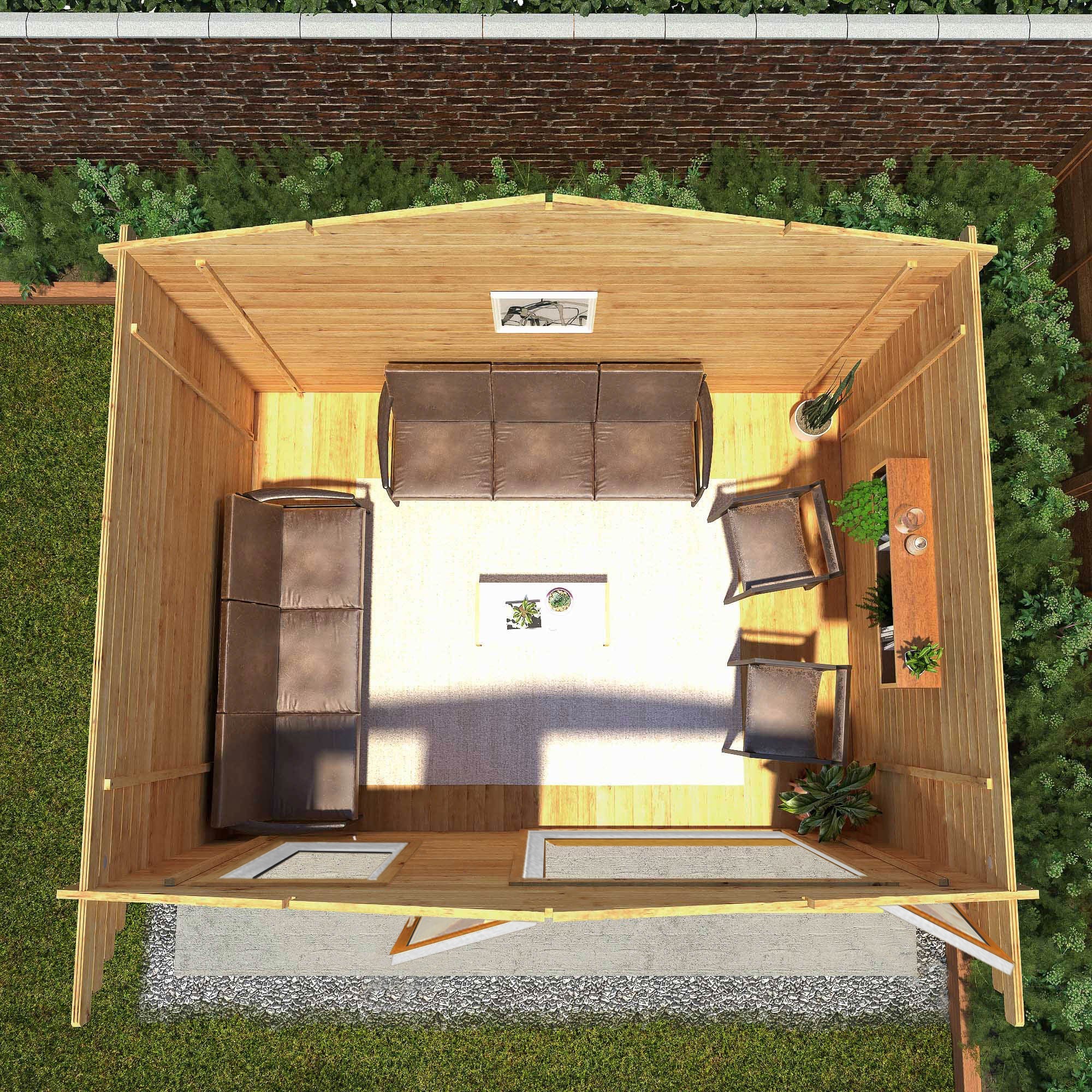 Mercia Retreat 11' 3" x 13' 6" Apex Log Cabin - Premium 44mm Cladding Loglap - Brown UPVC - Image 3
