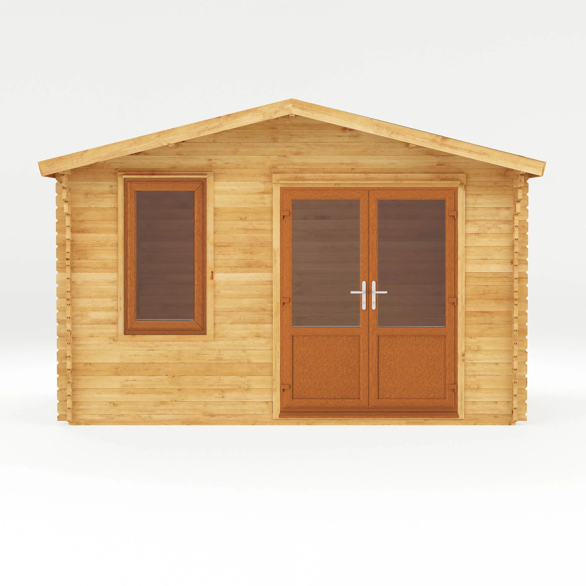 Mercia Retreat 11' 3" x 13' 6" Apex Log Cabin - Premium 44mm Cladding Loglap - Brown UPVC - Image 7