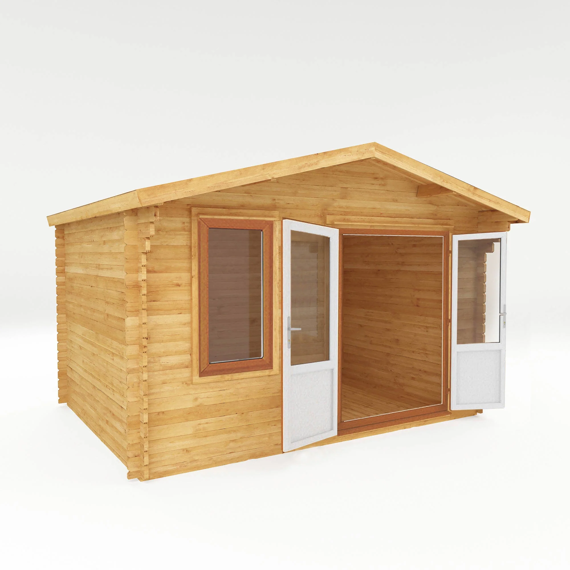 Mercia Retreat 11' 3" x 13' 6" Apex Log Cabin - Premium 44mm Cladding Loglap - Brown UPVC - Image 9