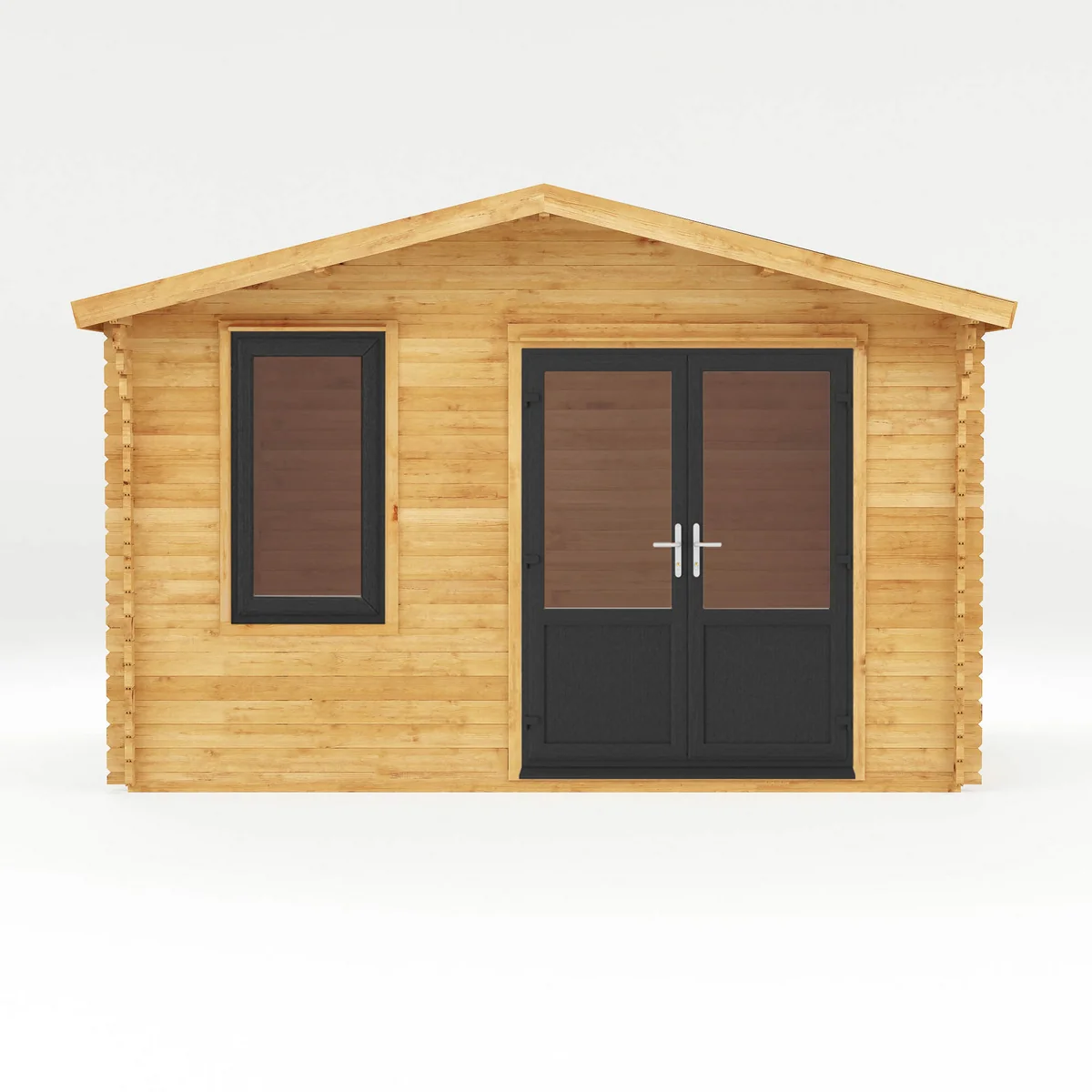 Mercia Retreat 11' 3" x 13' 6" Apex Log Cabin - Premium 44mm Cladding Loglap - Grey UPVC - Image 4
