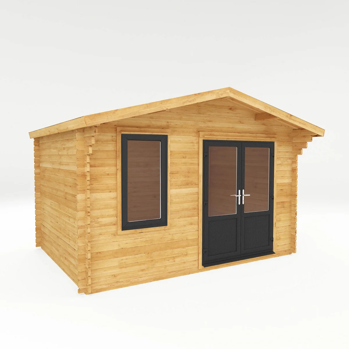 Mercia Retreat 11' 3" x 13' 6" Apex Log Cabin - Premium 44mm Cladding Loglap - Grey UPVC - Image 7