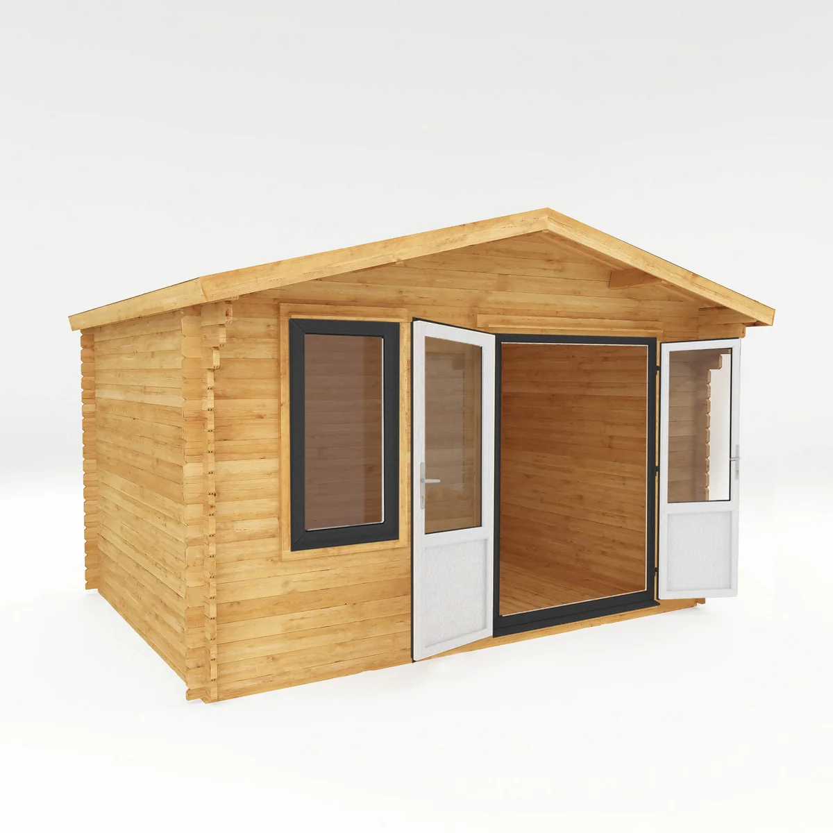 Mercia Retreat 11' 3" x 13' 6" Apex Log Cabin - Premium 44mm Cladding Loglap - Grey UPVC - Image 8