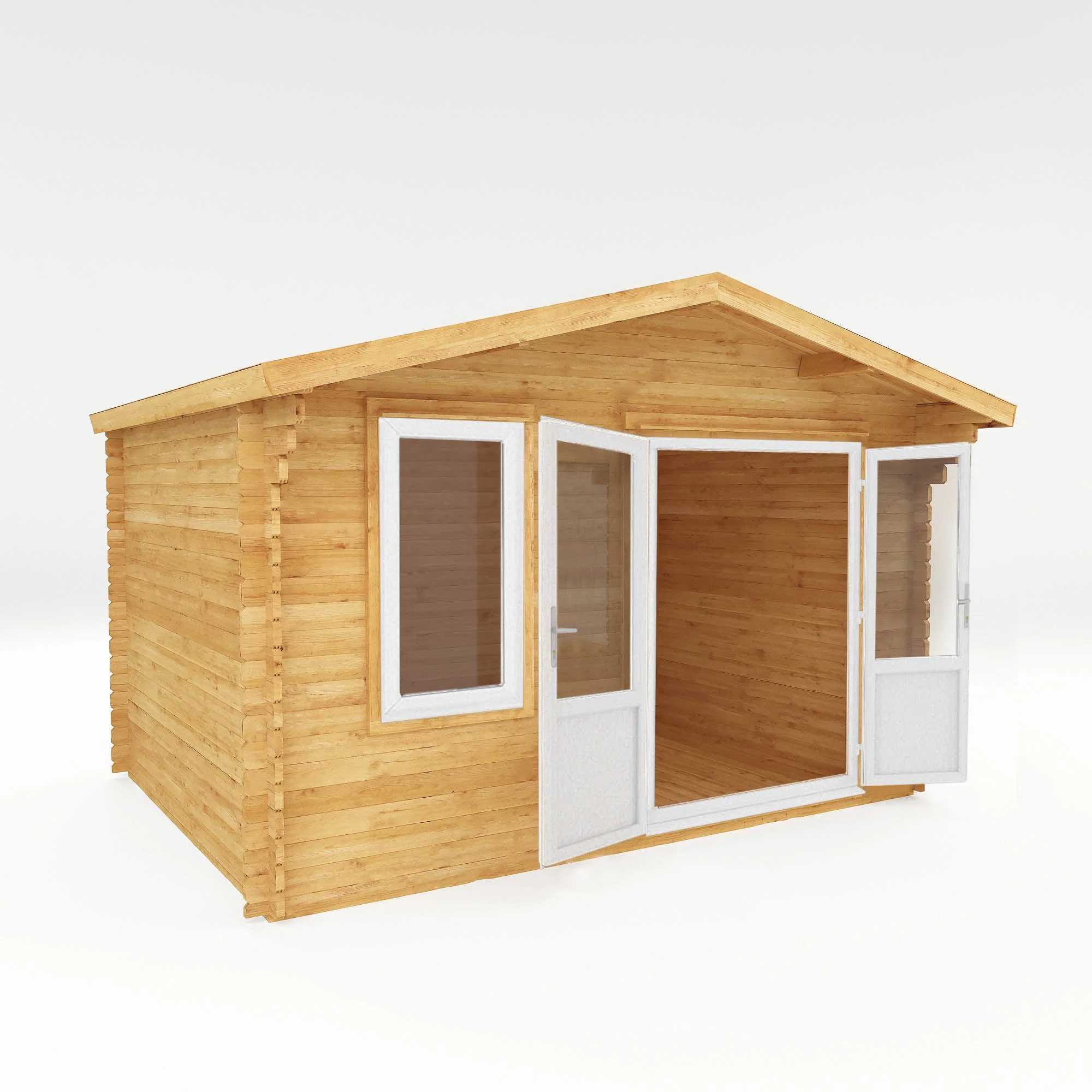 Mercia Retreat 11' 3" x 13' 6" Apex Log Cabin - Premium 44mm Cladding Loglap - White UPVC - Image 10