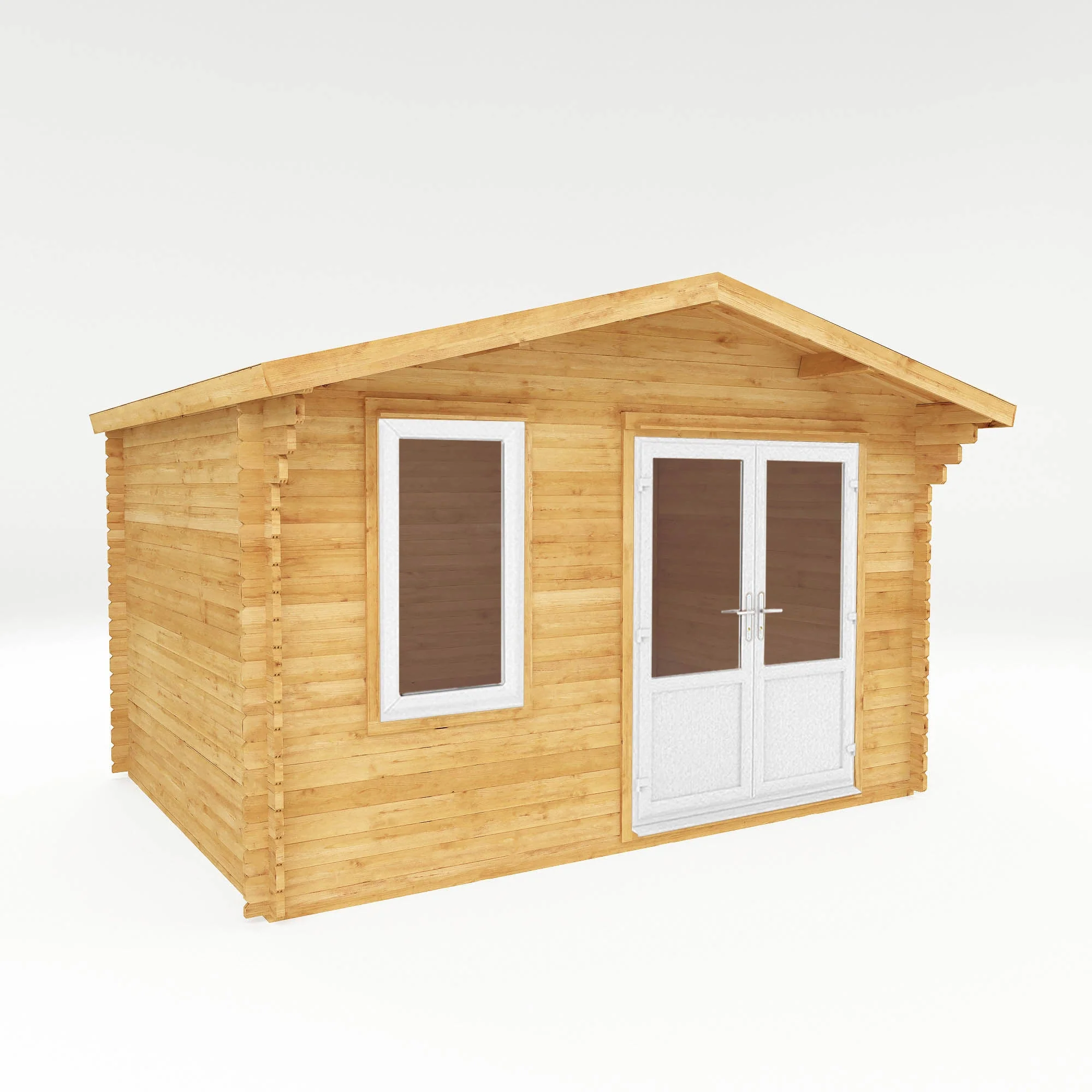 Mercia Retreat 11' 3" x 13' 6" Apex Log Cabin - Premium 44mm Cladding Loglap - White UPVC - Image 11