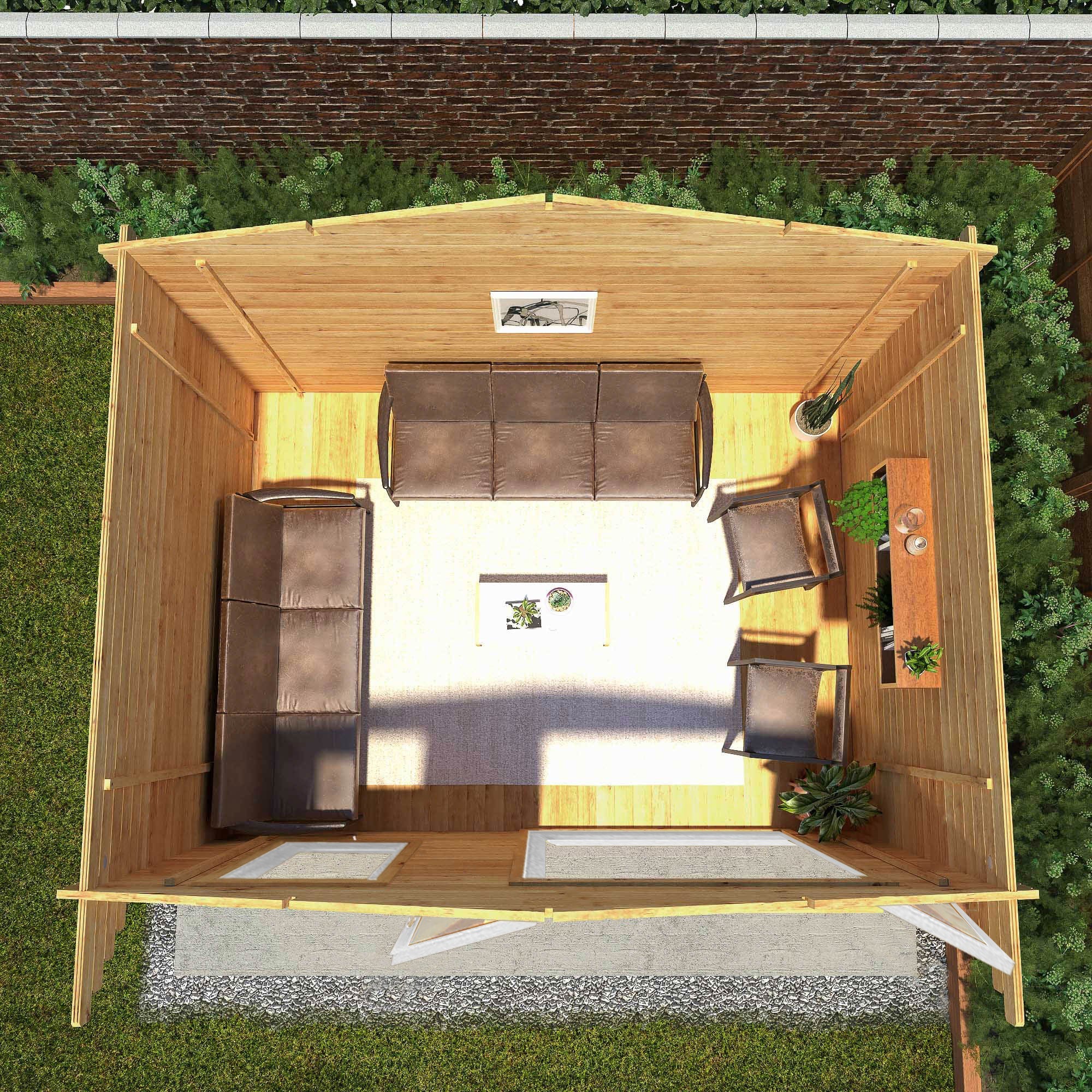 Mercia Retreat 11' 3" x 13' 6" Apex Log Cabin - Premium 44mm Cladding Loglap - White UPVC - Image 3