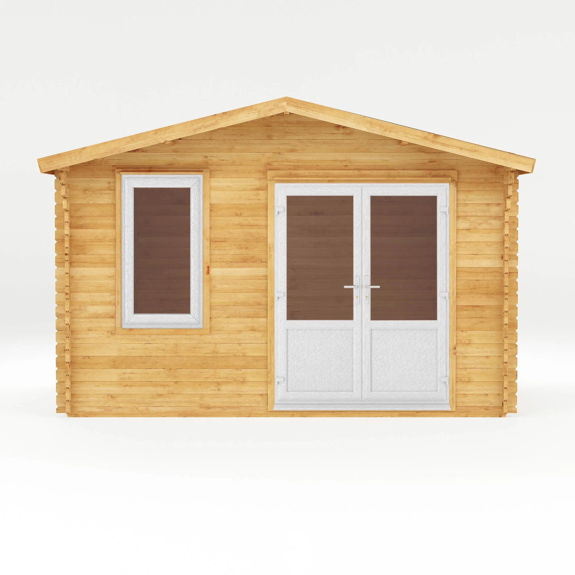 Mercia Retreat 11' 3" x 13' 6" Apex Log Cabin - Premium 44mm Cladding Loglap - White UPVC - Image 9