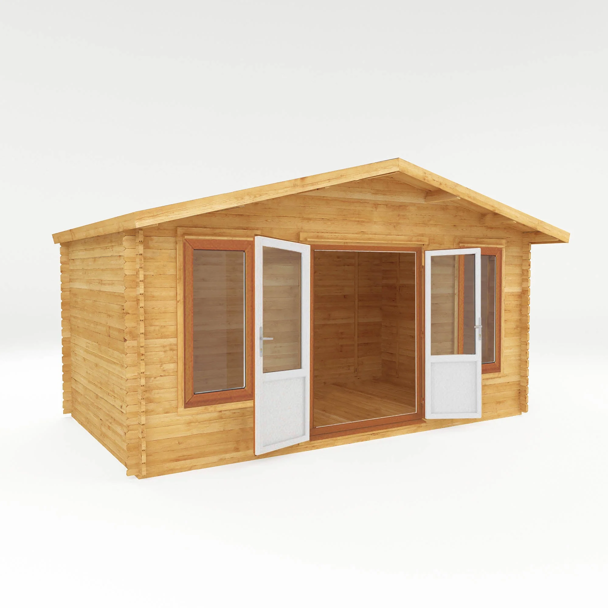 Mercia Retreat 11' 3" x 16' 10" Apex Log Cabin - Premium 44mm Cladding Loglap - Brown UPVC - Image 10