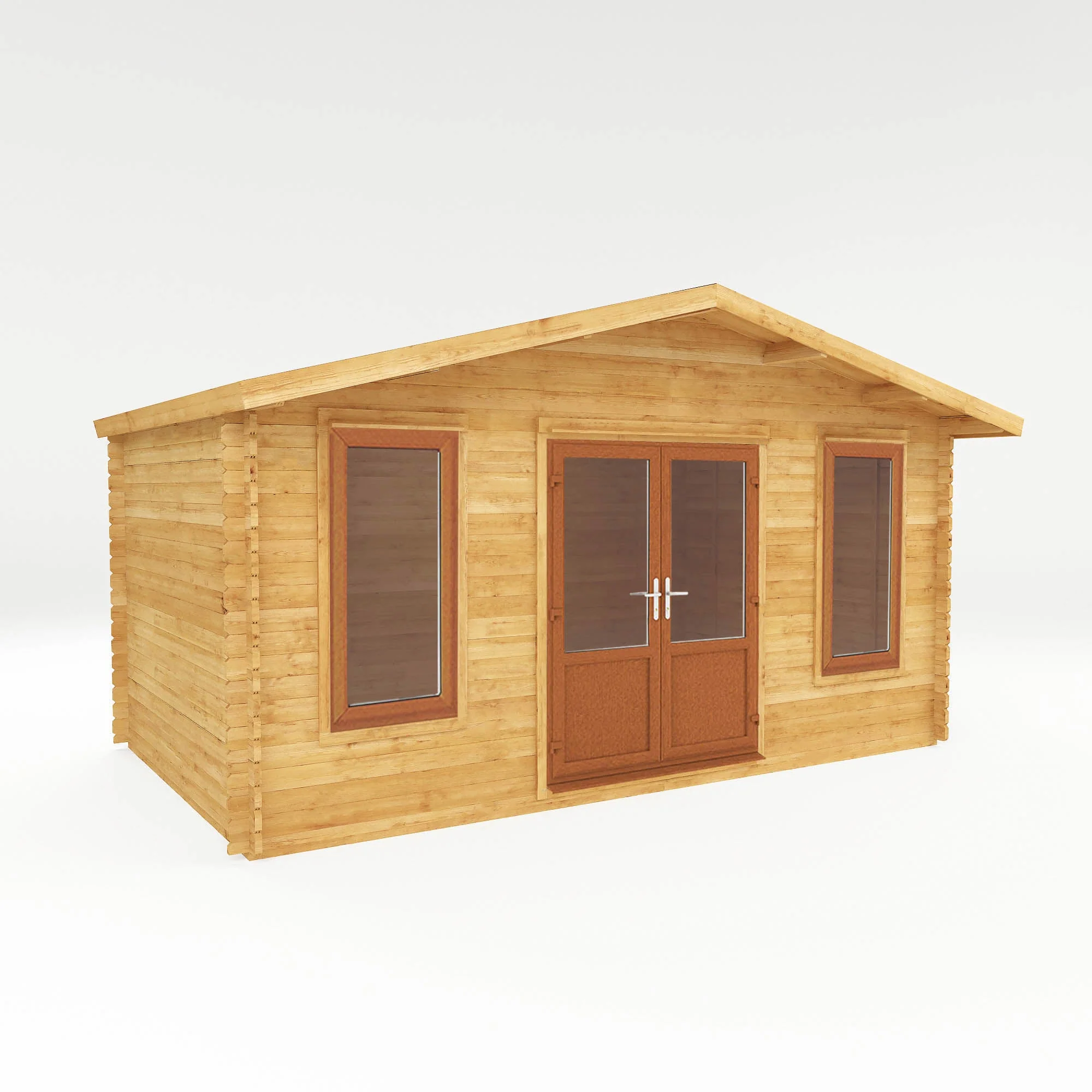 Mercia Retreat 11' 3" x 16' 10" Apex Log Cabin - Premium 44mm Cladding Loglap - Brown UPVC - Image 9