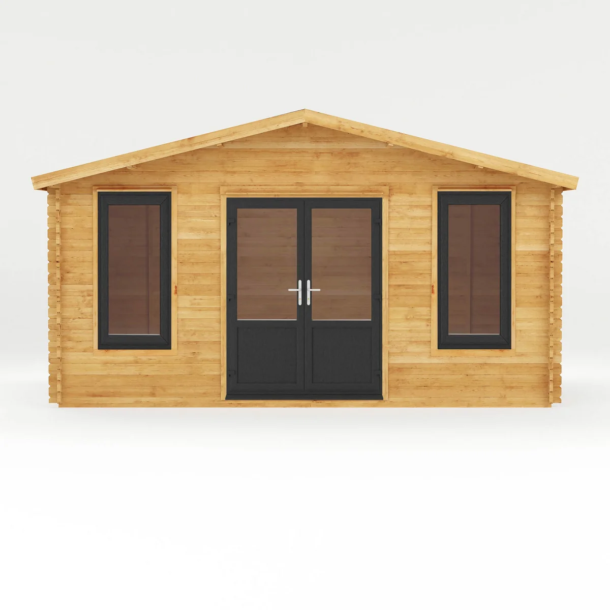 Mercia Retreat 11' 3" x 16' 10" Apex Log Cabin - Premium 44mm Cladding Loglap - Grey UPVC - Image 3