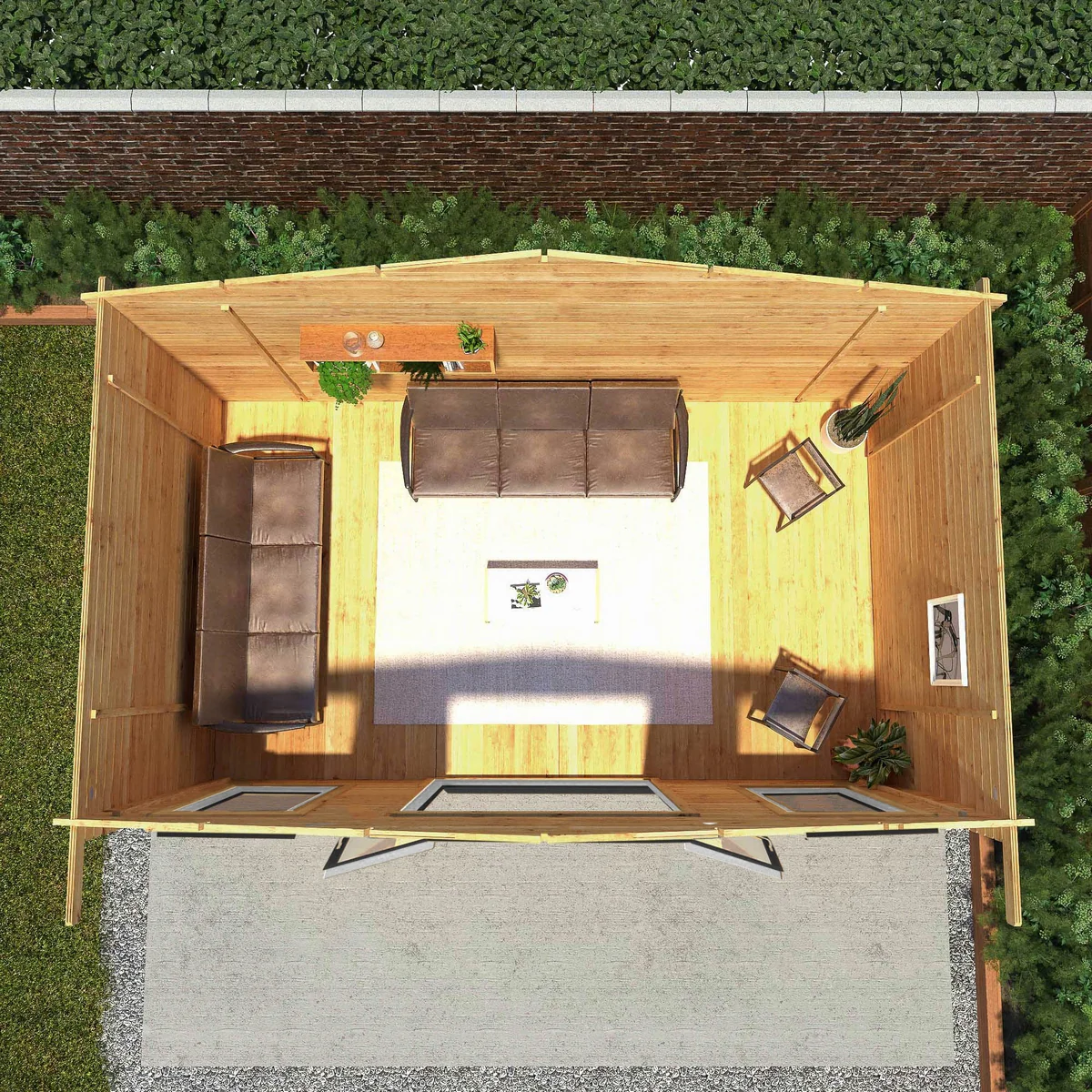 Mercia Retreat 11' 3" x 16' 10" Apex Log Cabin - Premium 44mm Cladding Loglap - Grey UPVC - Image 4