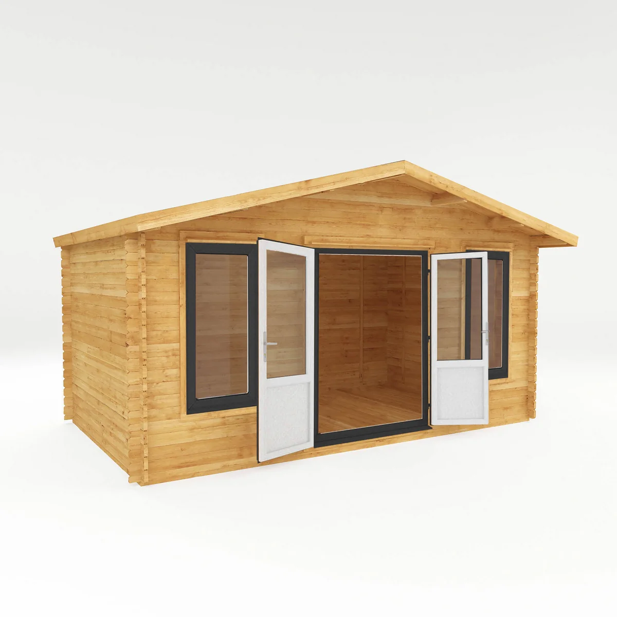 Mercia Retreat 11' 3" x 16' 10" Apex Log Cabin - Premium 44mm Cladding Loglap - Grey UPVC - Image 5