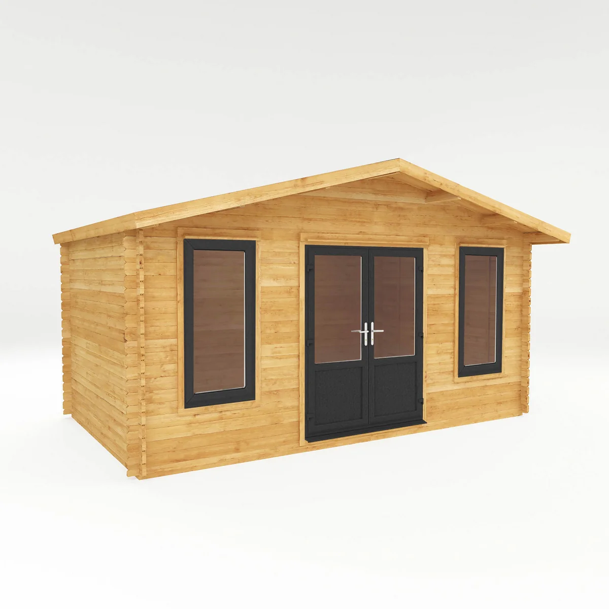 Mercia Retreat 11' 3" x 16' 10" Apex Log Cabin - Premium 44mm Cladding Loglap - Grey UPVC - Image 8