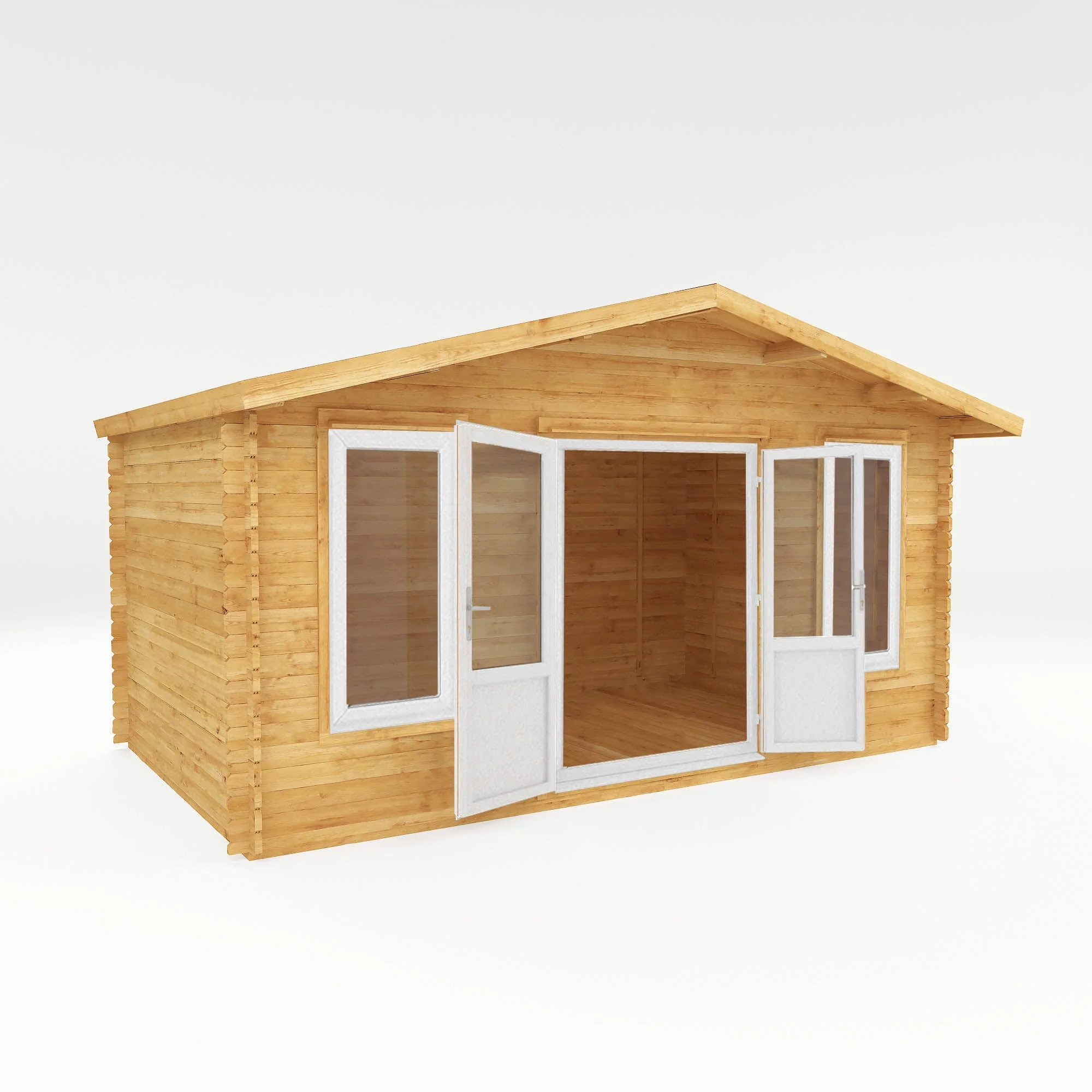 Mercia Retreat 11' 3" x 16' 10" Apex Log Cabin - Premium 44mm Cladding Loglap - White UPVC - Image 10