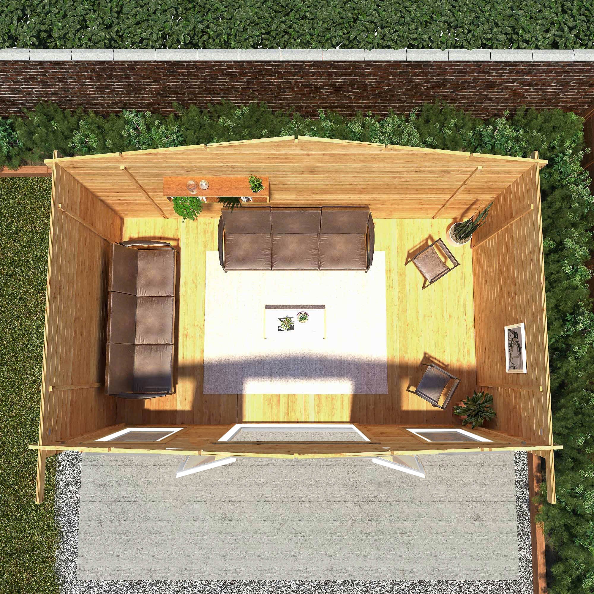 Mercia Retreat 11' 3" x 16' 10" Apex Log Cabin - Premium 44mm Cladding Loglap - White UPVC - Image 3